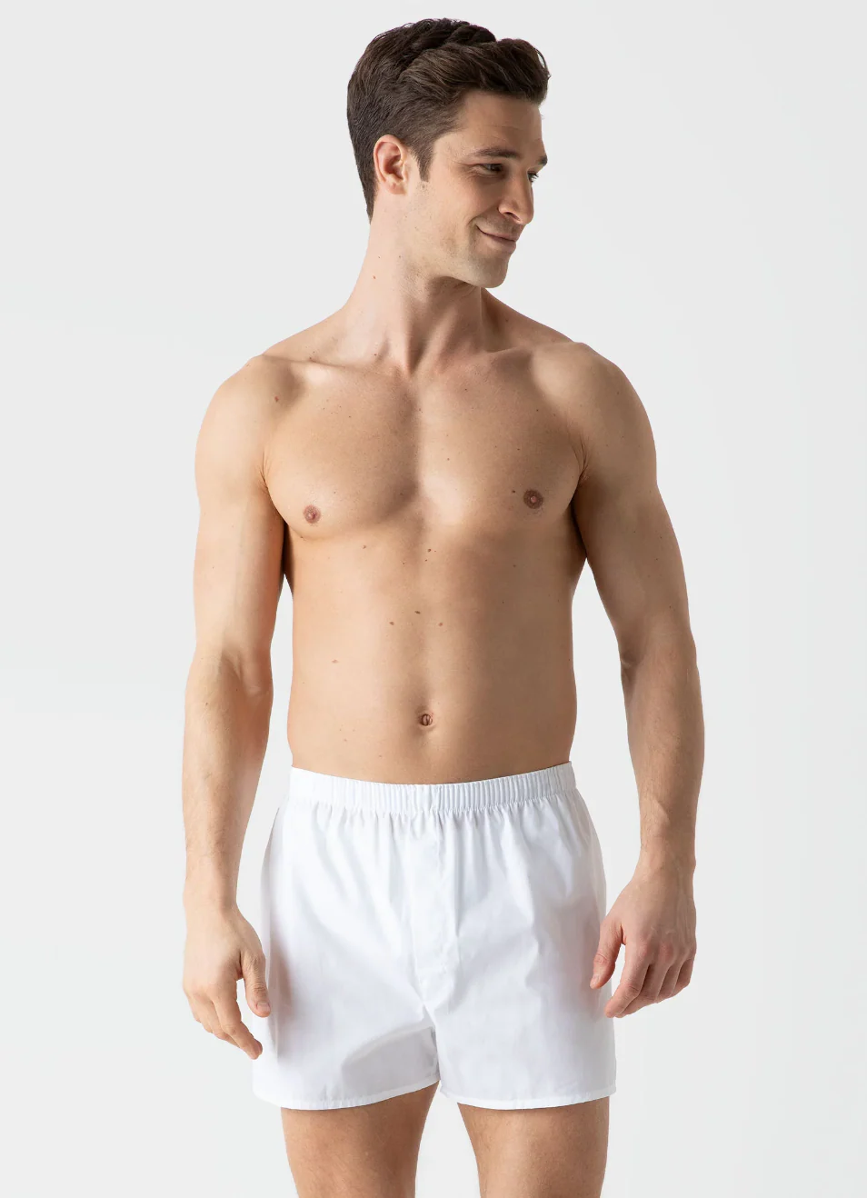 Classic Woven Cotton Boxer Shorts White - Image 2