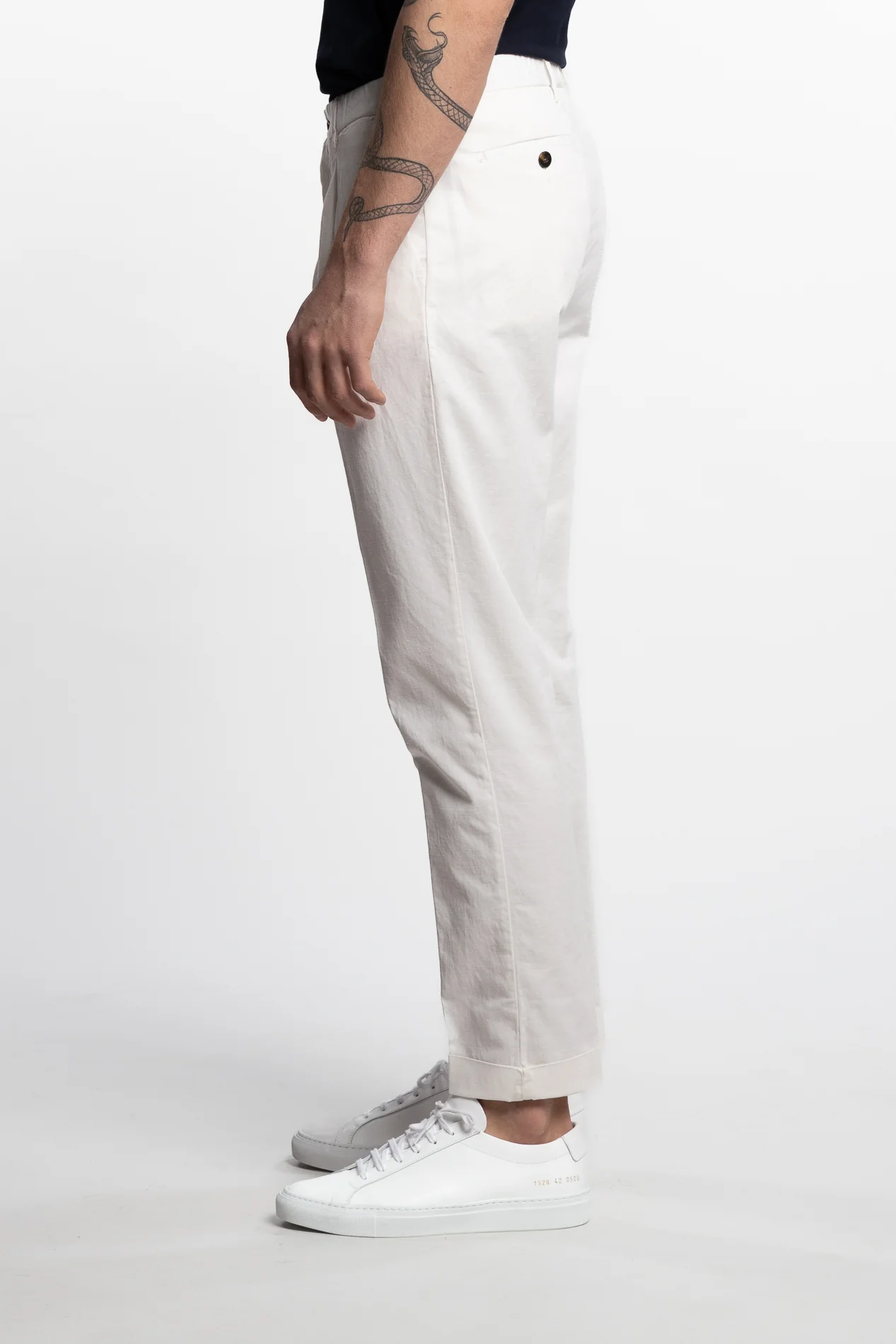 Capri Pleated Cotton/Linen Pant White - Image 3