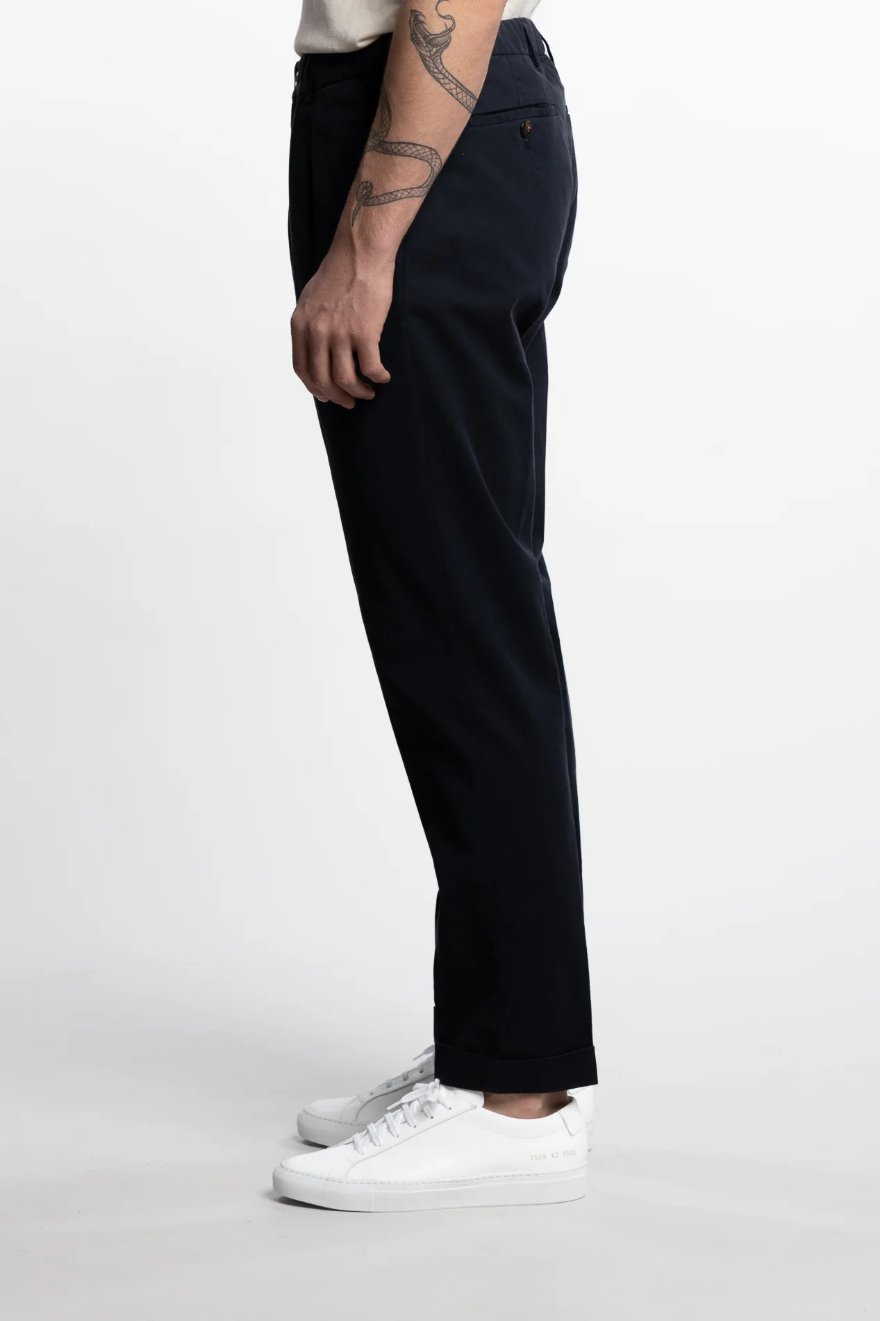 Capri Pleated Cotton/Linen Pant Navy - Image 3