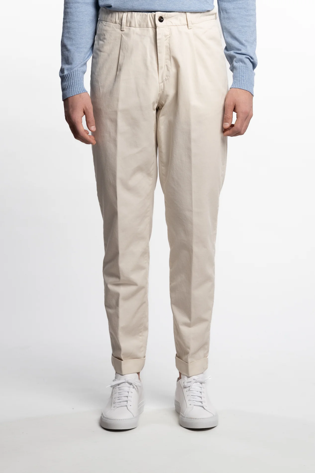 Capri Pleated Cotton/Linen Pant Beige - Image 2