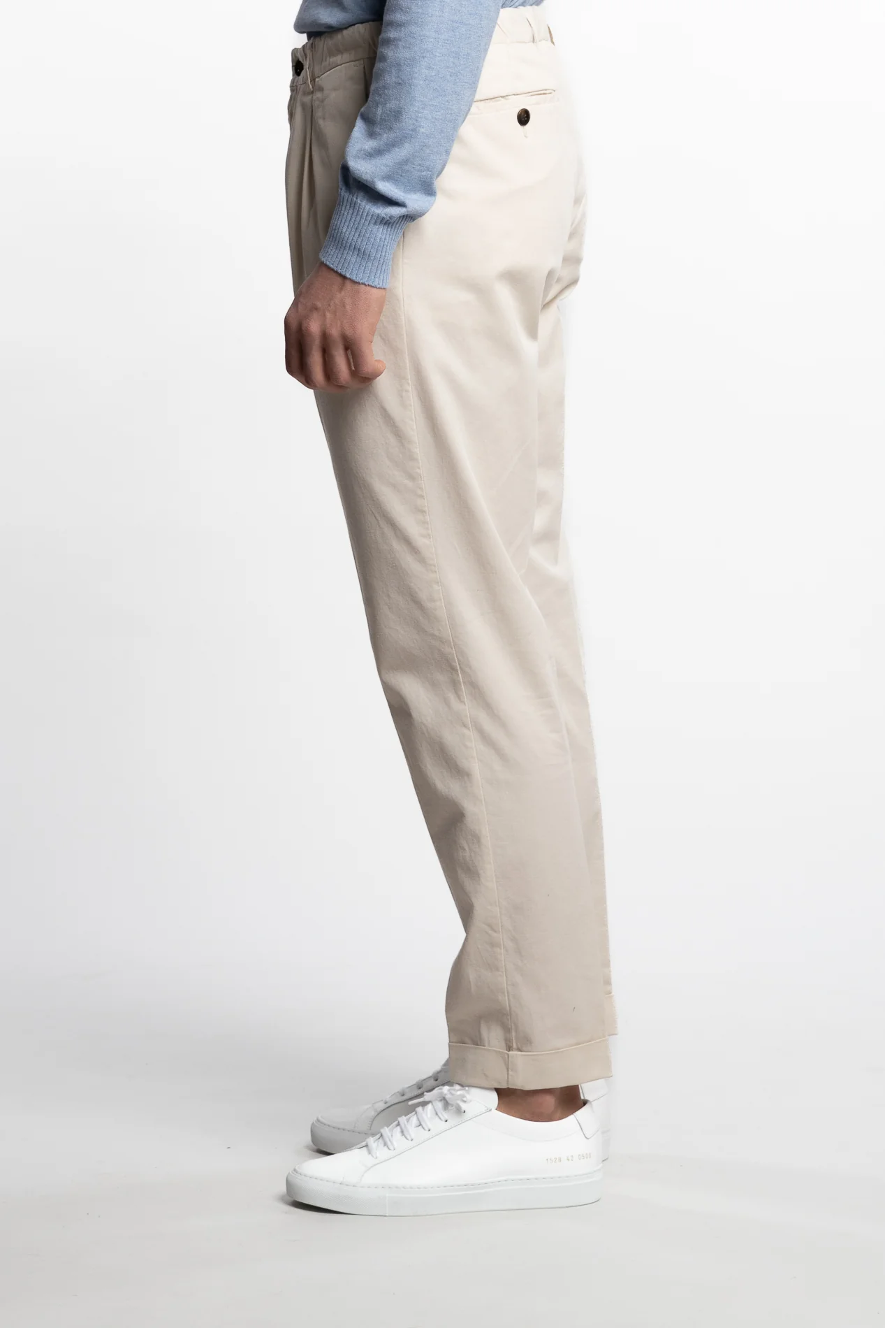 Capri Pleated Cotton/Linen Pant Beige - Image 3