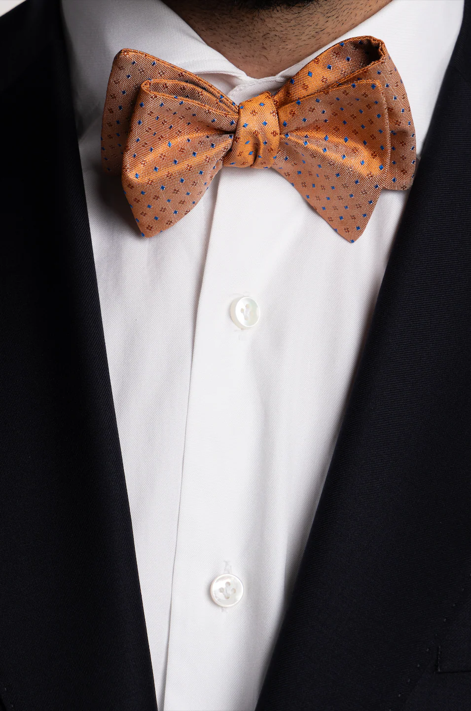 Silk Bow Tie To Make Orange/Blue Dots - Image 2