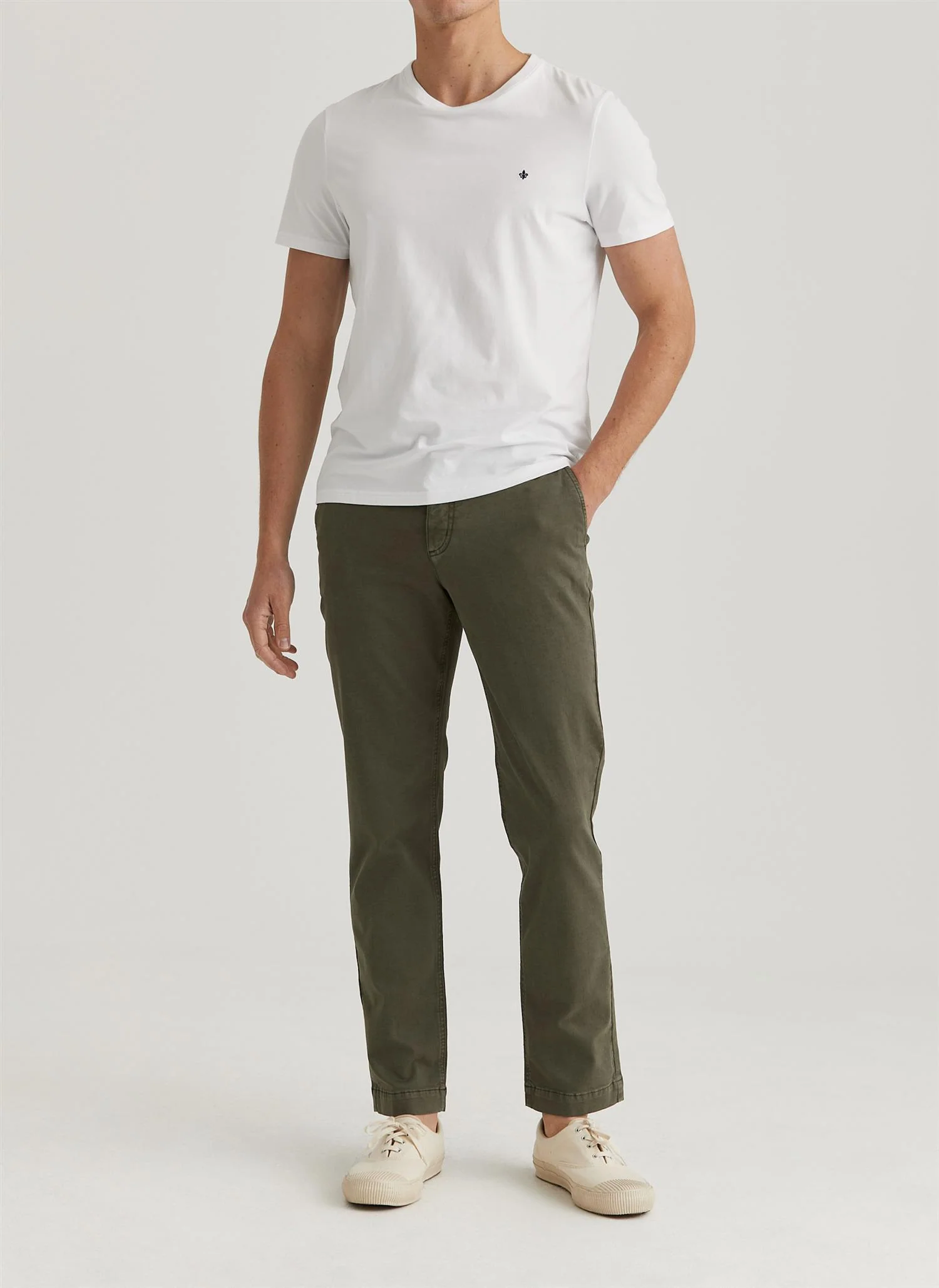 Jeffrey Brushed Slim Fit Chino Olive - Image 4