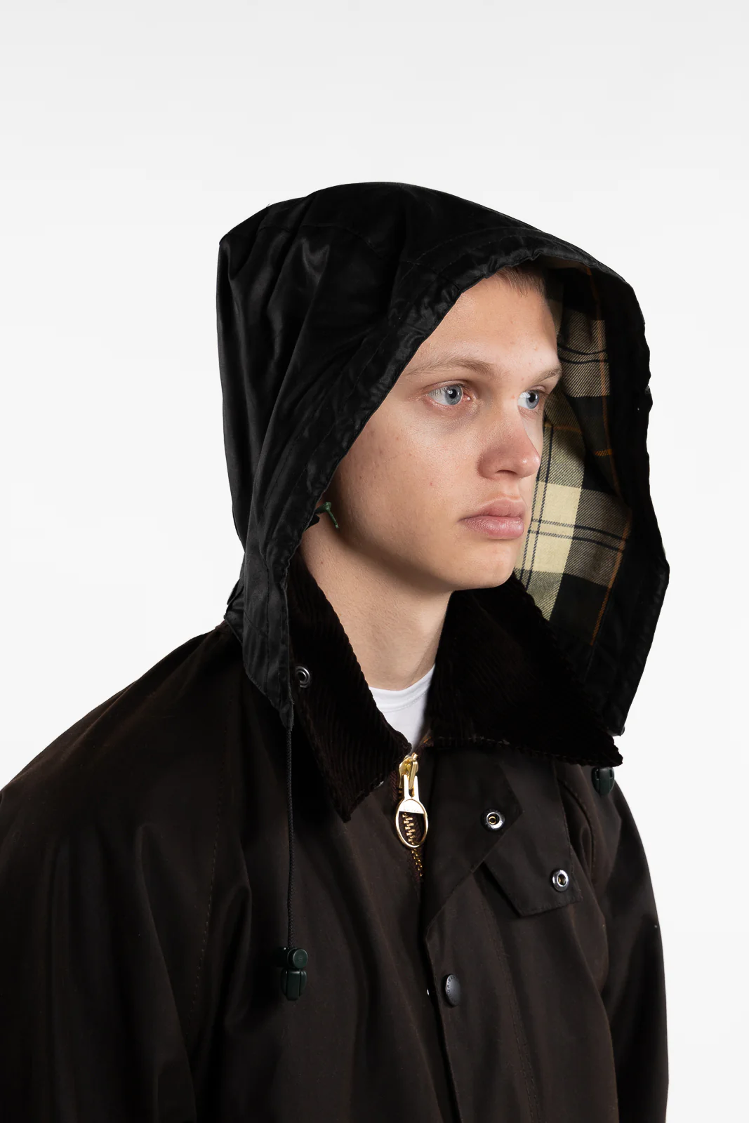 Waxed Cotton Plain Hood Sage - Image 2