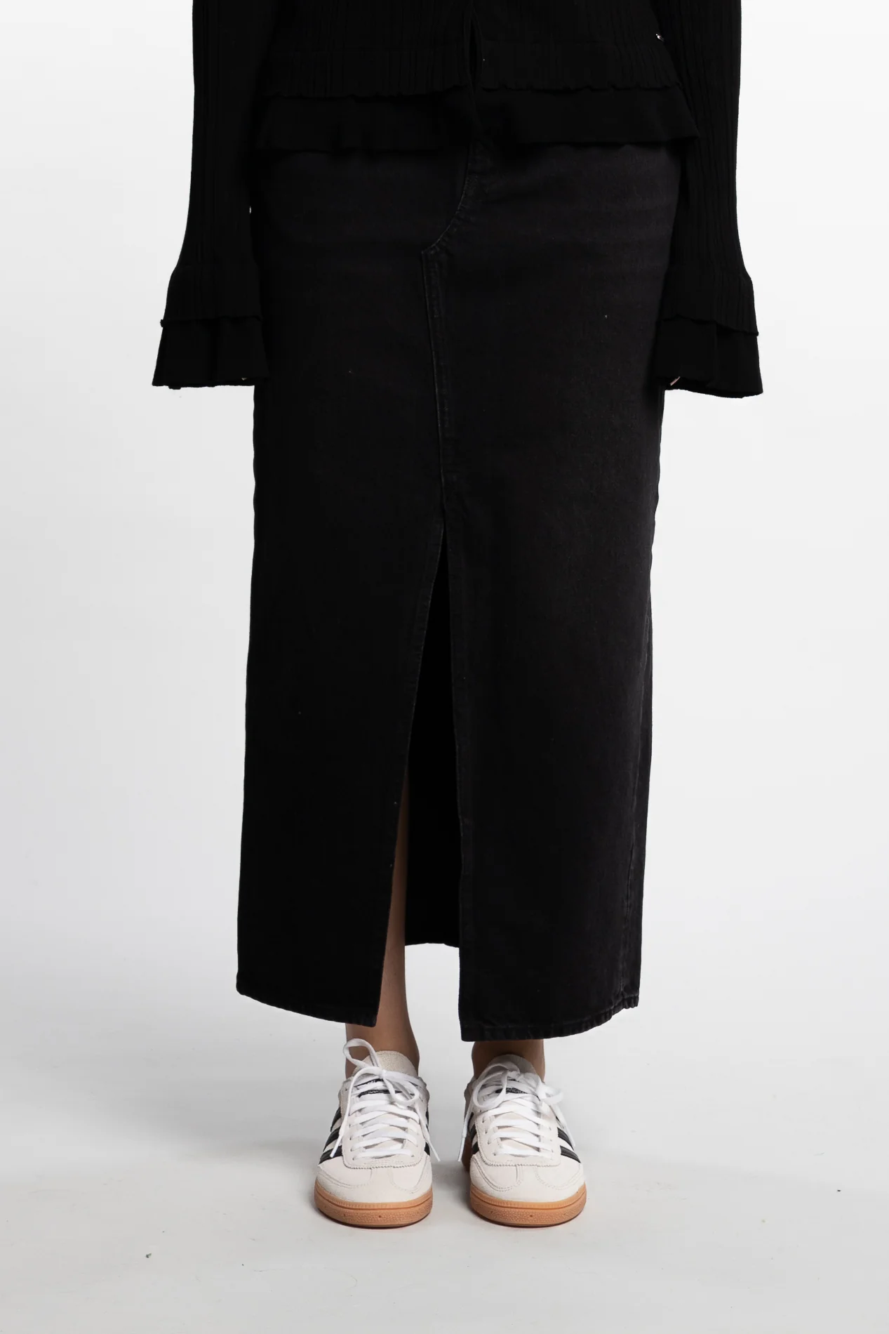 Denim Long Skirt- Black - Image 2