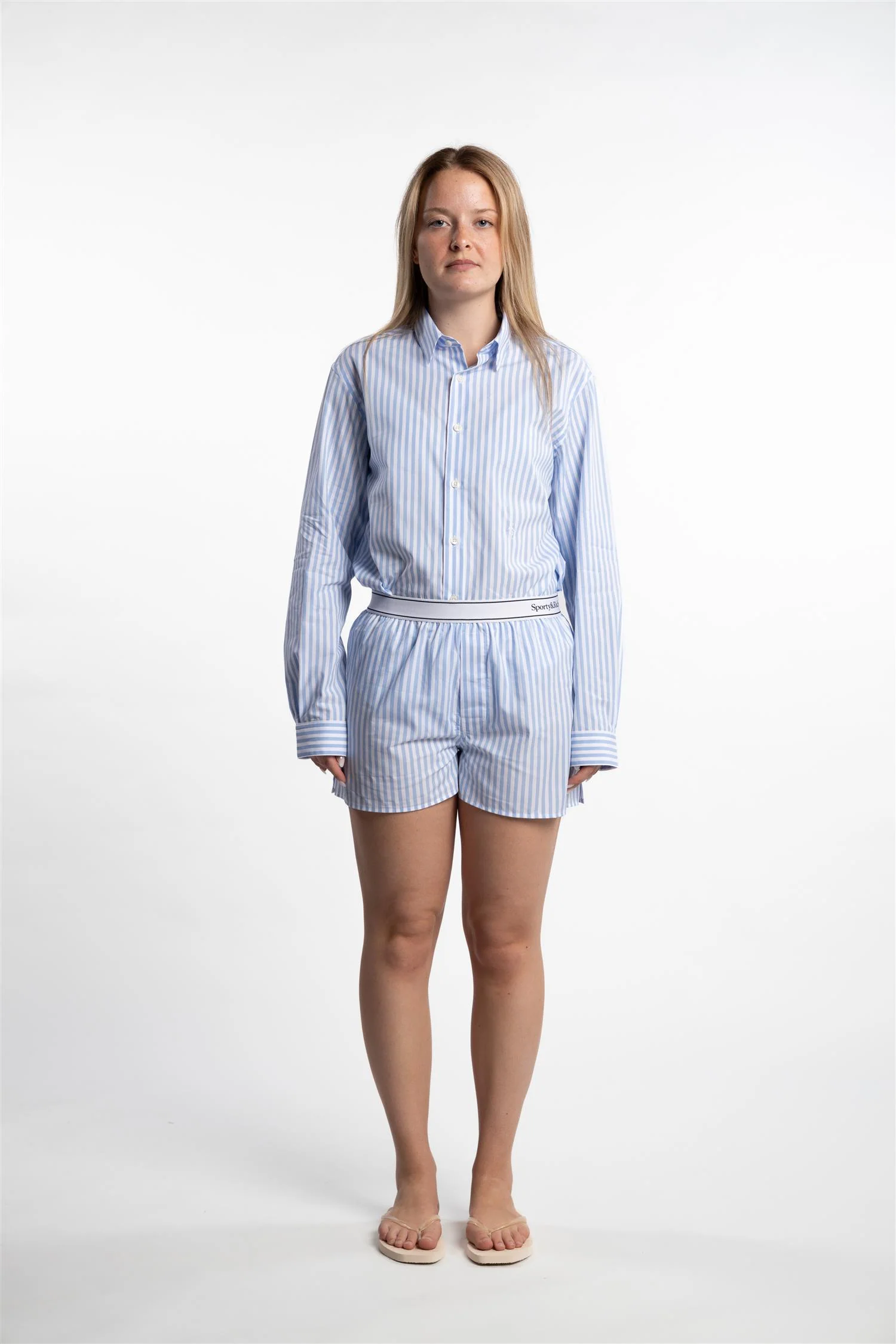 Serif Logo Boxer Shorts White/Sky Blue Large Stripe - Image 2