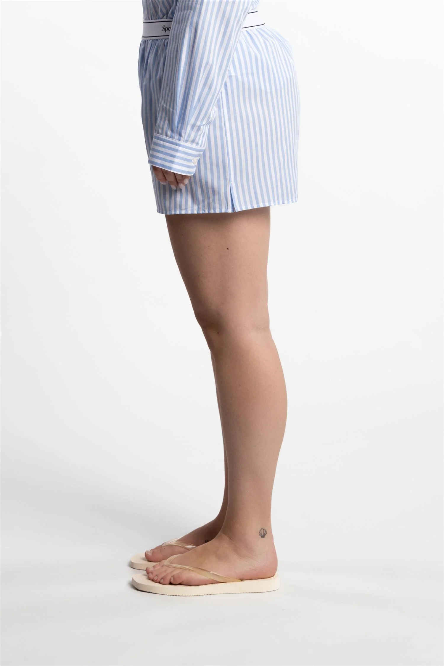 Serif Logo Boxer Shorts White/Sky Blue Large Stripe - Image 3