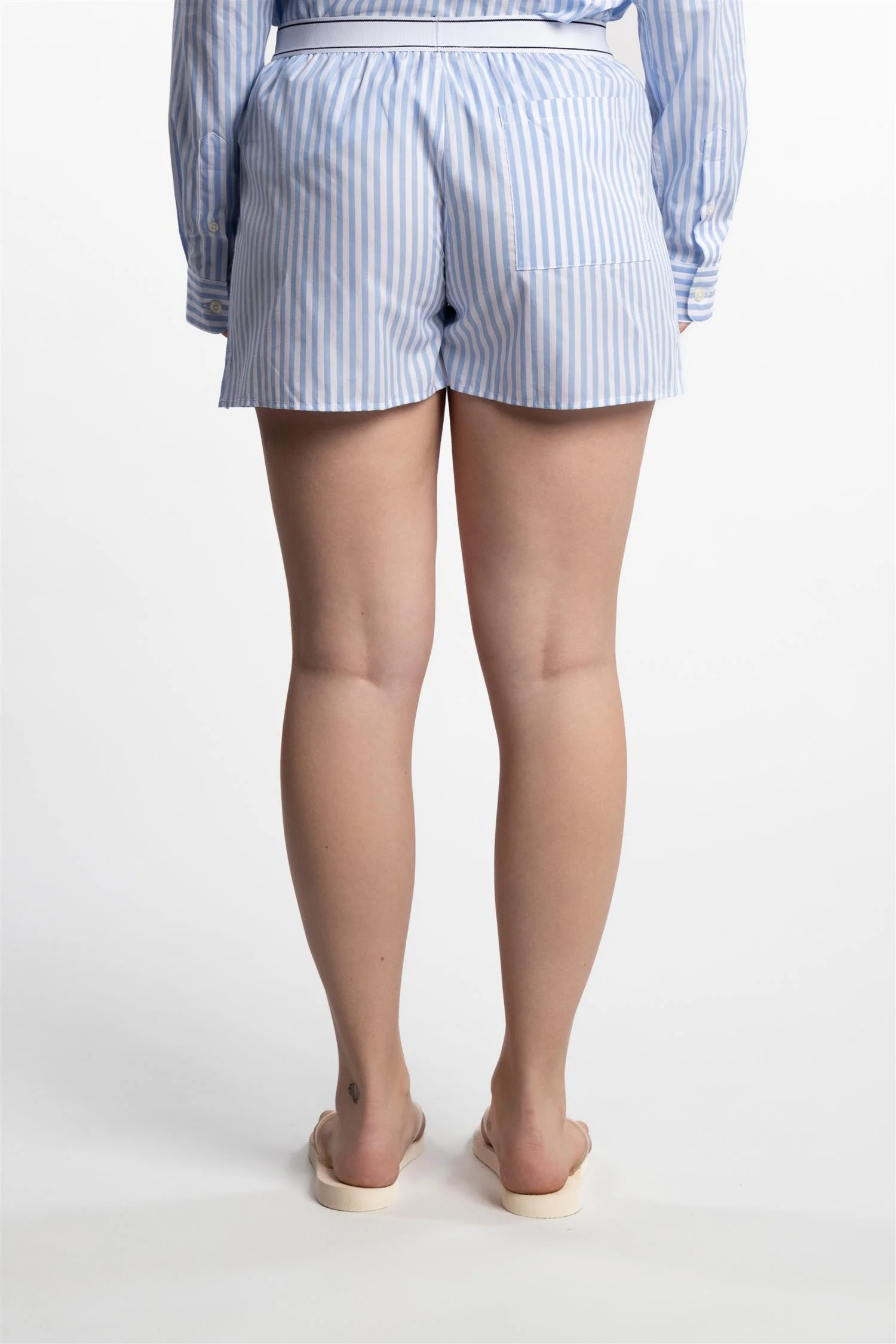 Serif Logo Boxer Shorts White/Sky Blue Large Stripe - Image 4
