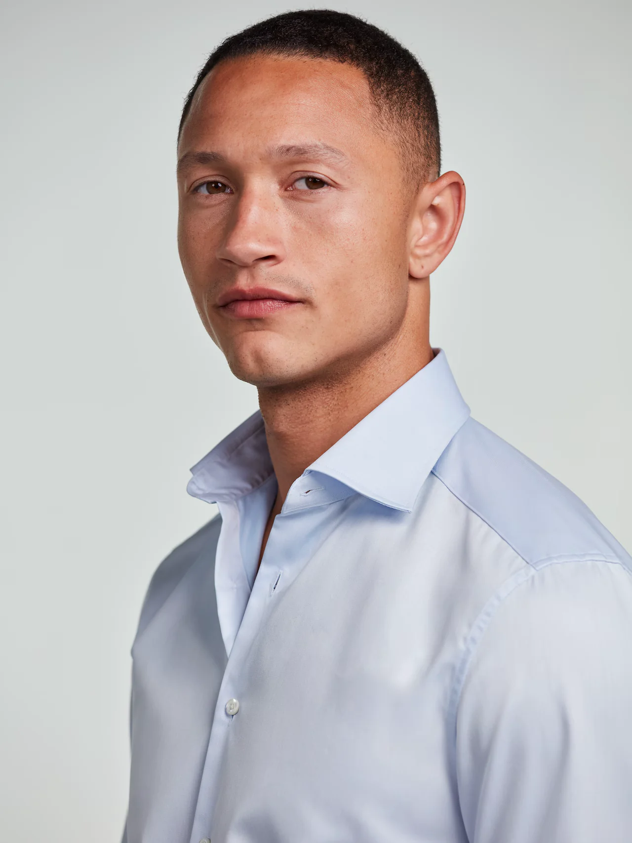 Slimline Twill Shirt Light Blue - Image 5