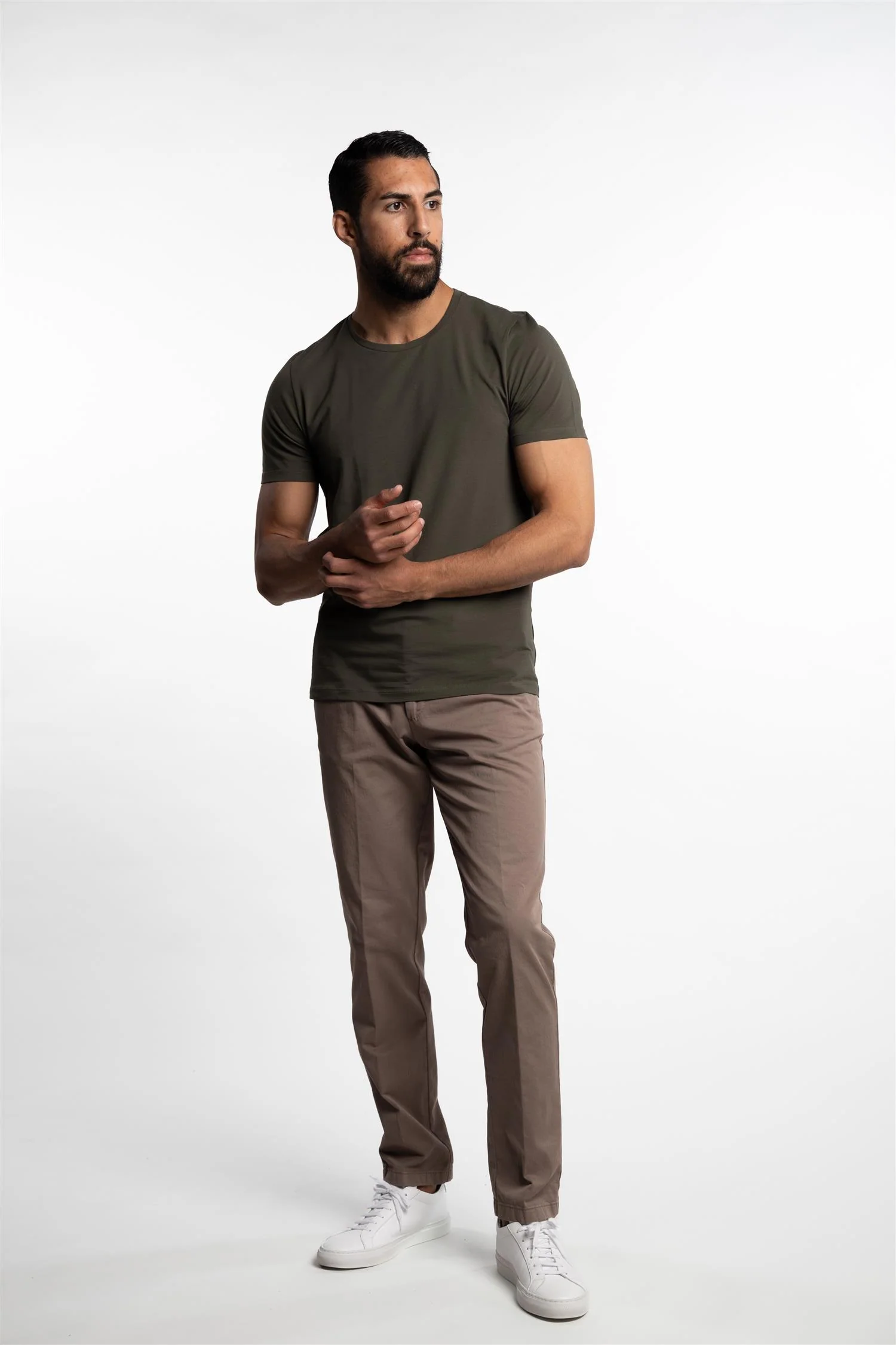 Kyran Cotton Stretch Slim Fit T-Shirt Green Cervo - Image 5