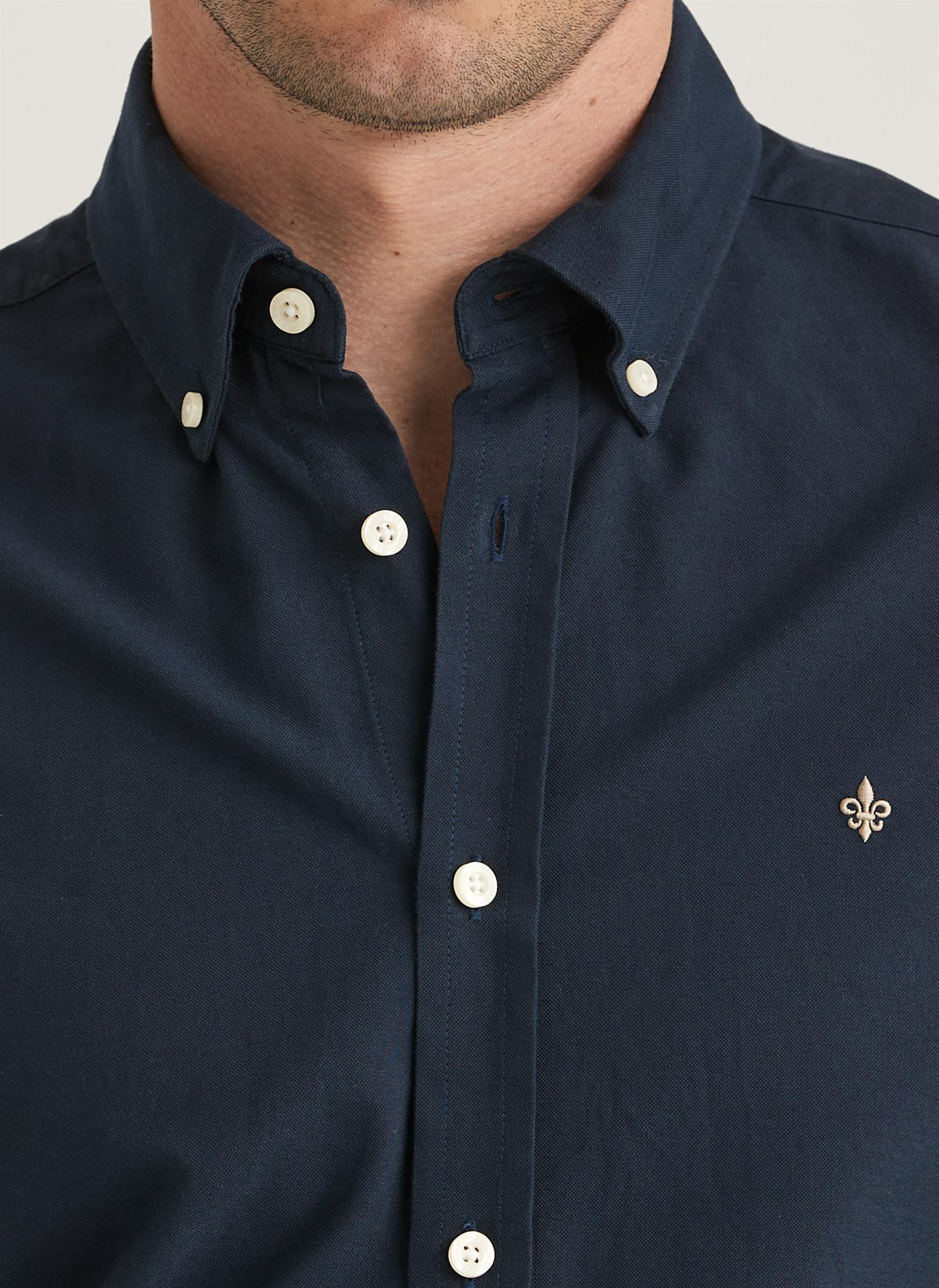 Oxford Slim Fit Button Down Shirt Navy - Image 4