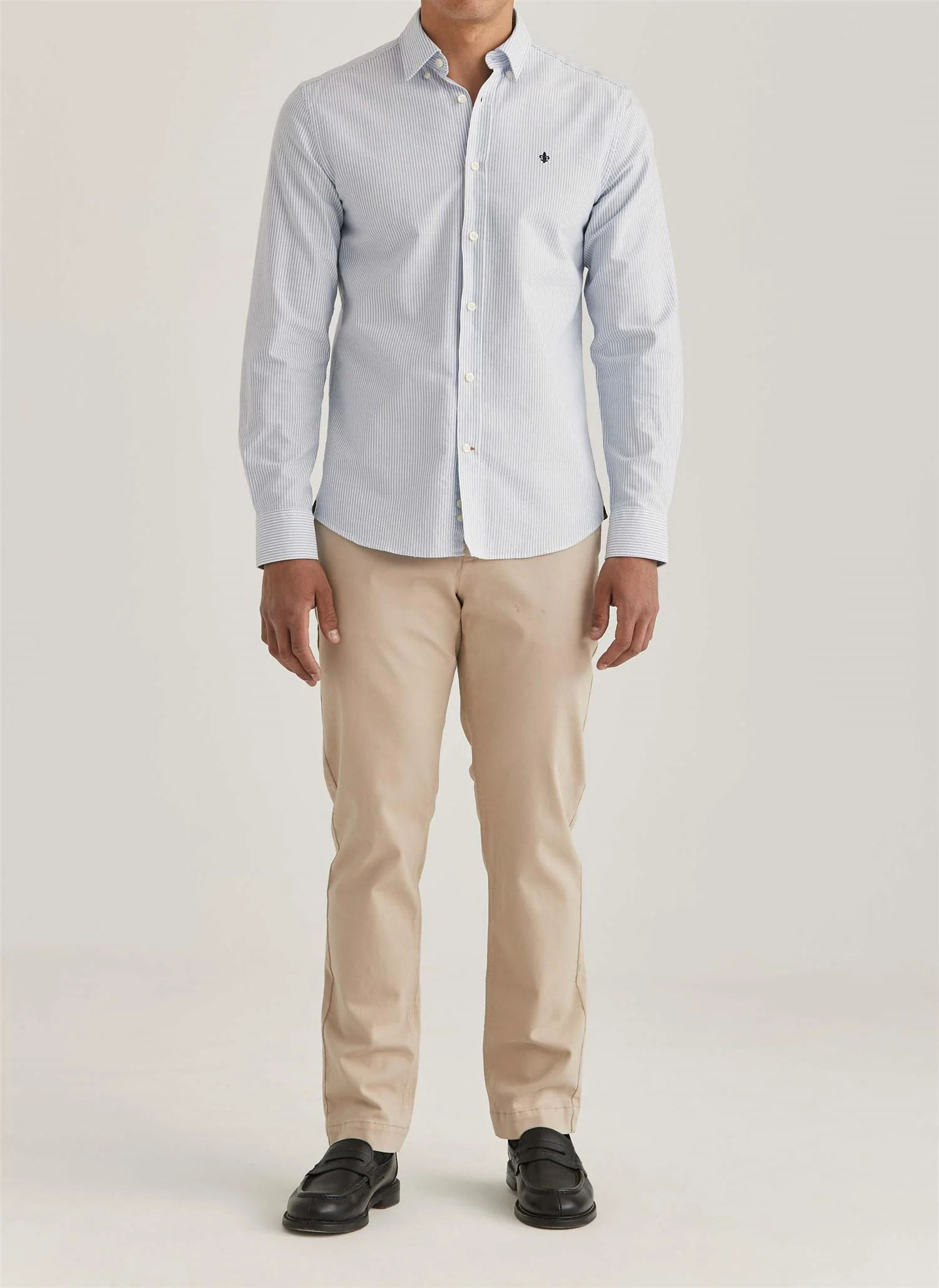 Oxford Slim Fit Button Down Shirt Light Blue Striped - Image 3