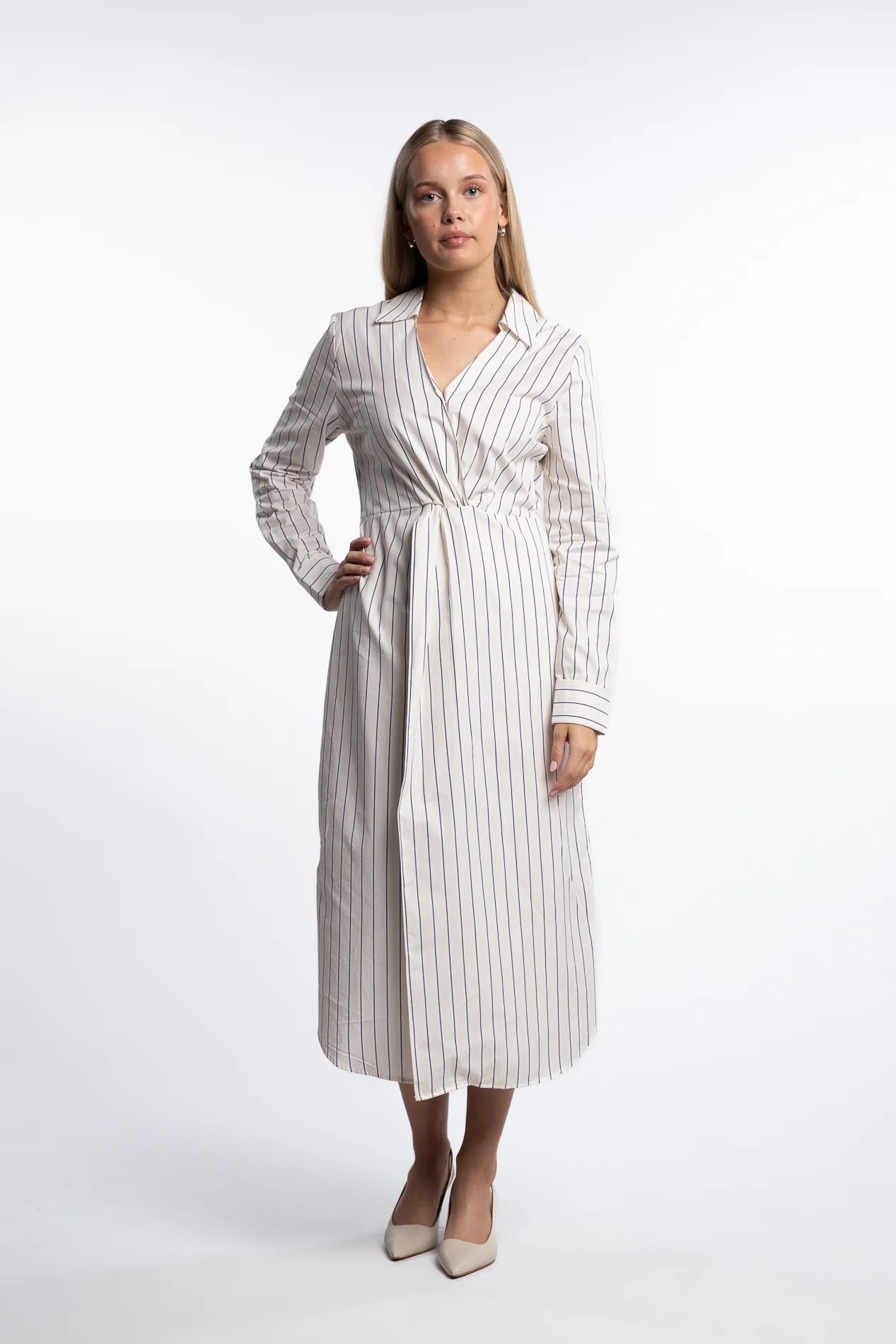 Livia Dress- Cream Stripe - Image 2