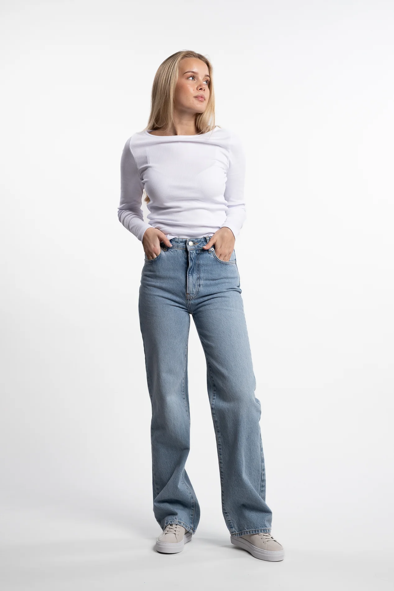 Petronella Rib Boatneck- White - Image 2
