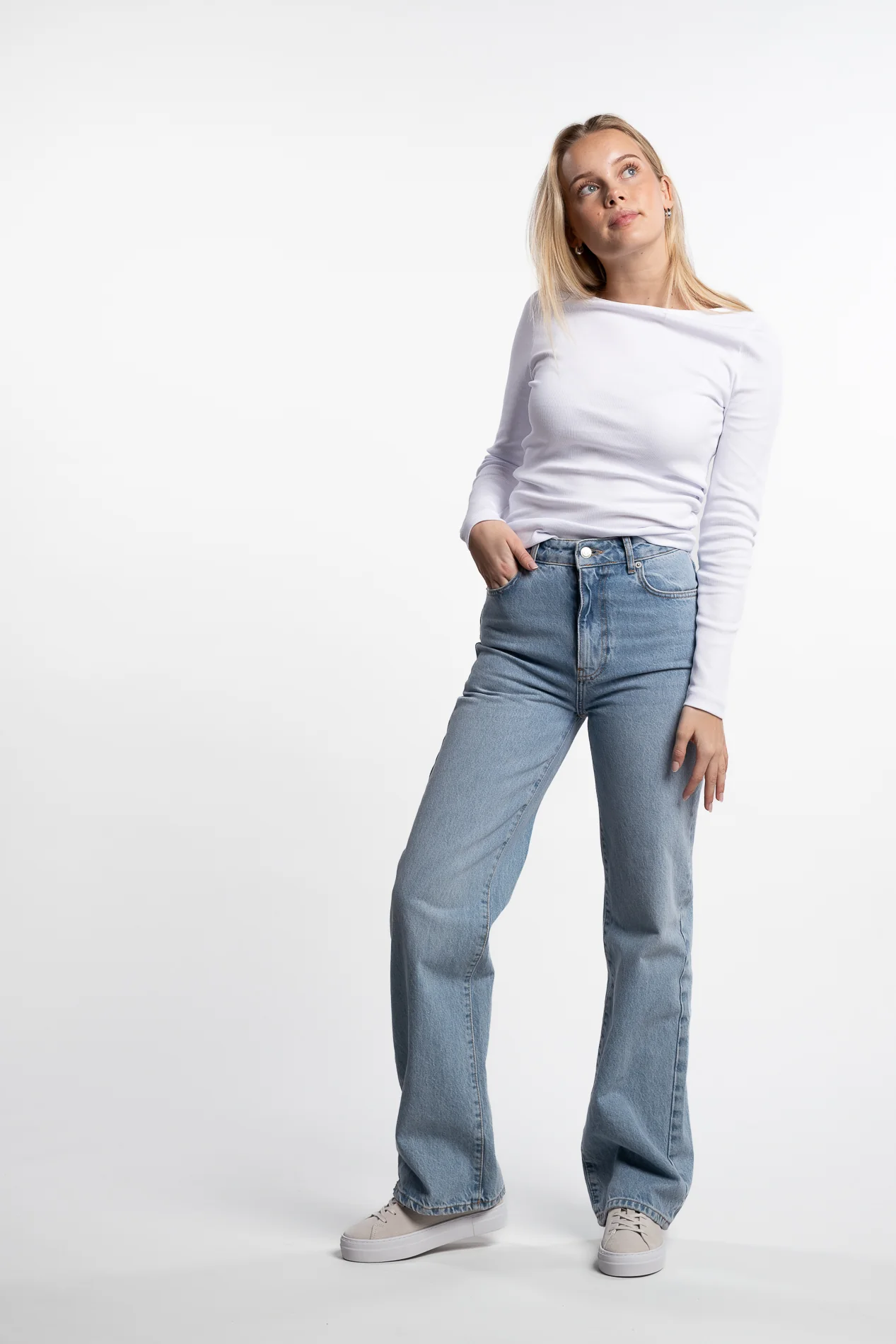 Petronella Rib Boatneck- White - Image 4