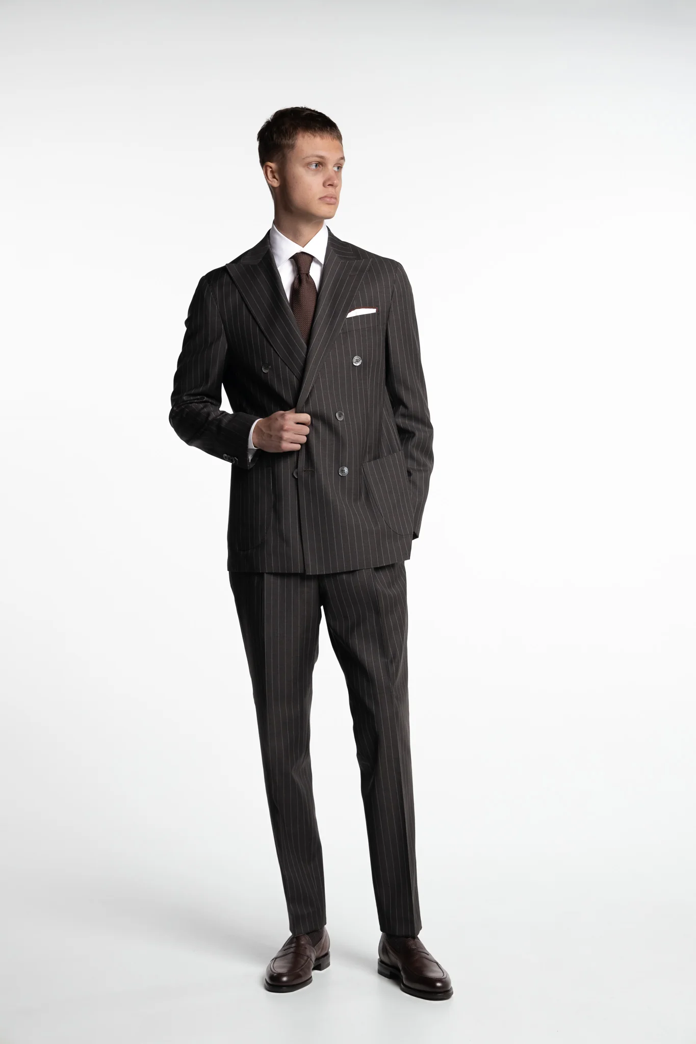 Vicenza DB Wool Blazer Dark Brown Pinstripe - Image 4