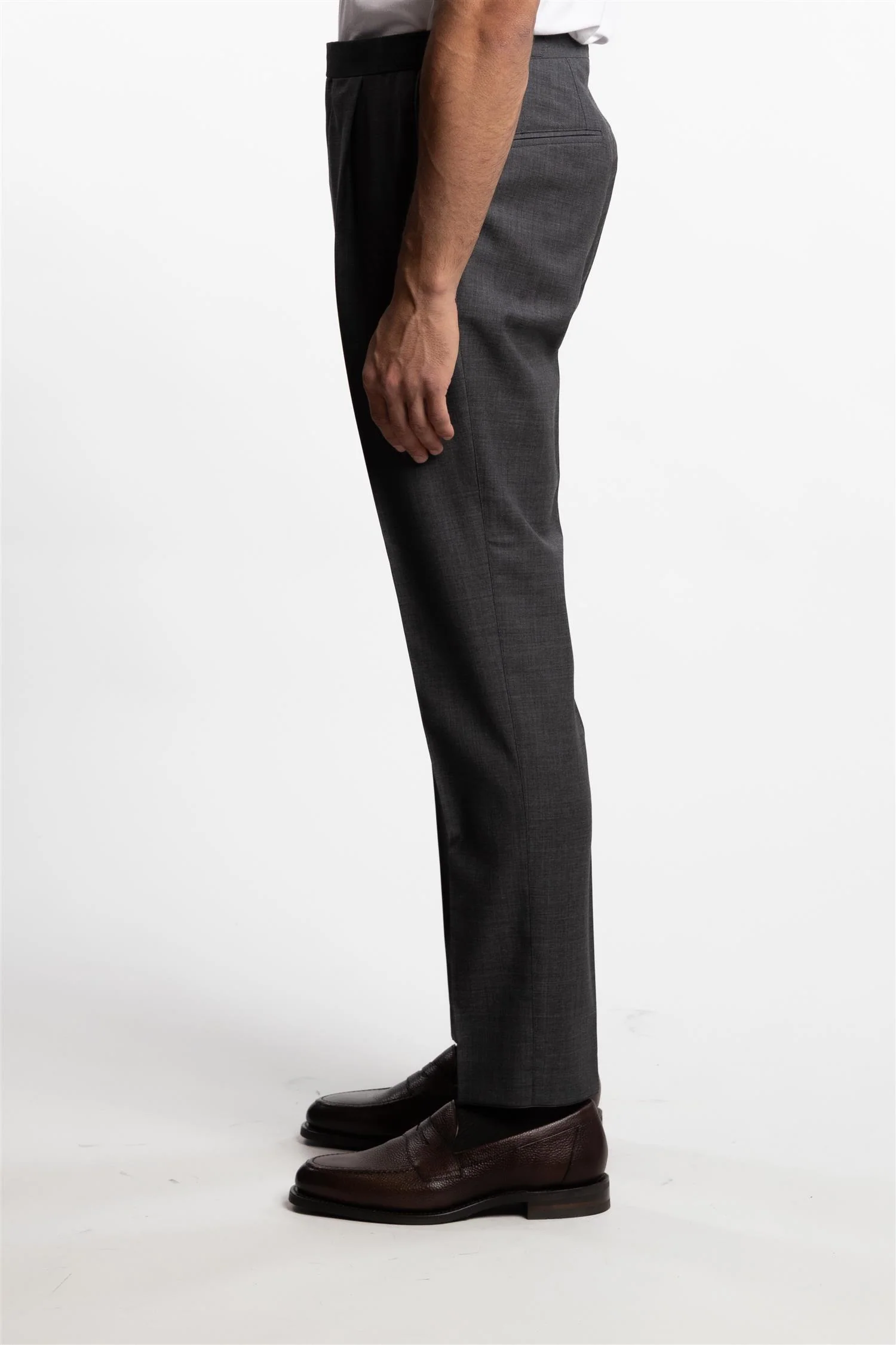 Prato Pleated Tropical Wool Trousers Grey - Image 2