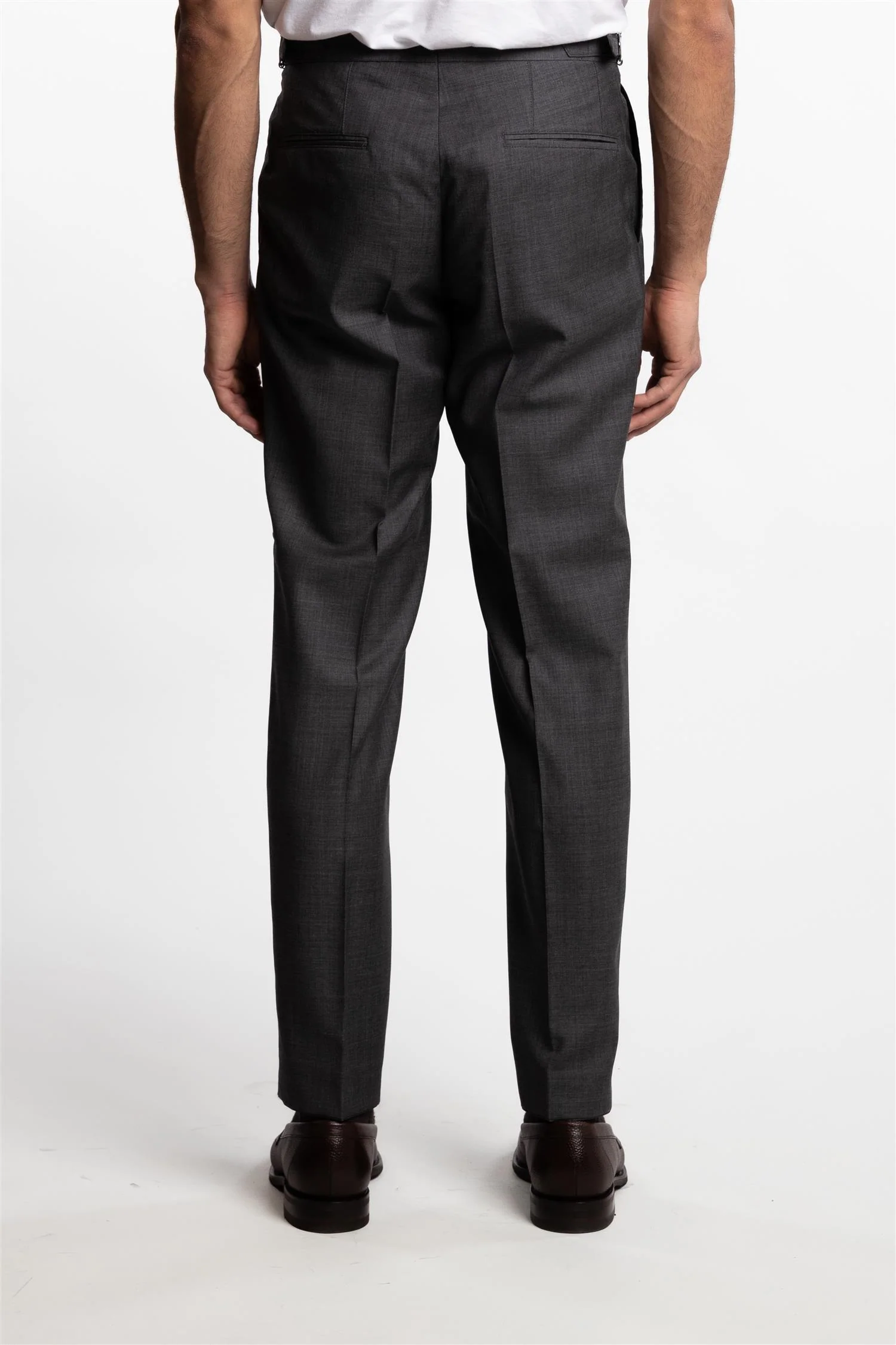 Prato Pleated Tropical Wool Trousers Grey - Image 3