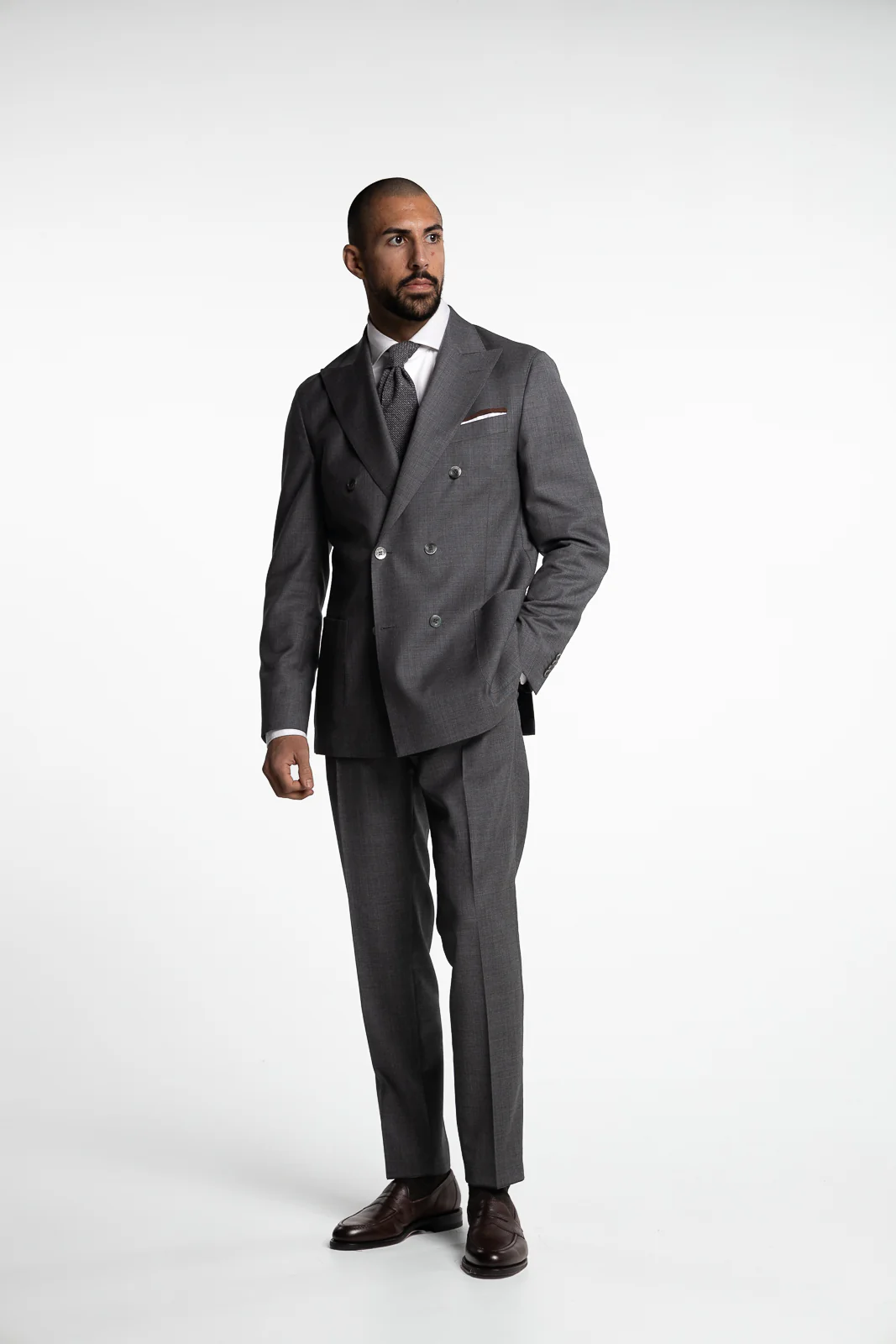 Prato Pleated Tropical Wool Trousers Grey - Image 6