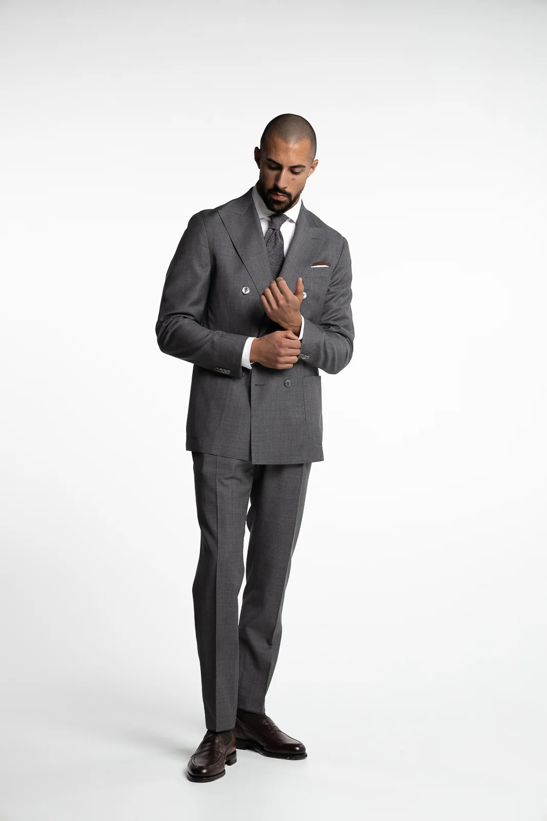 Prato Pleated Tropical Wool Trousers Grey - Image 7