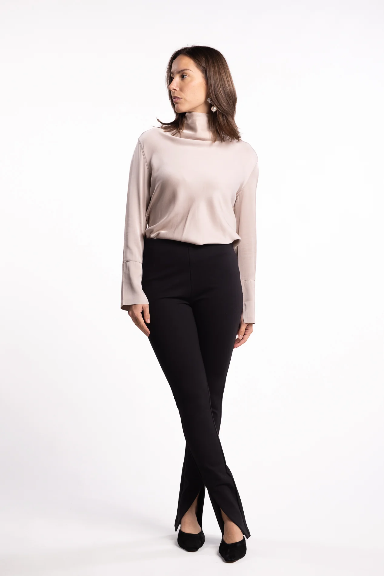 Stretch Zip Leggings- Black - Image 6