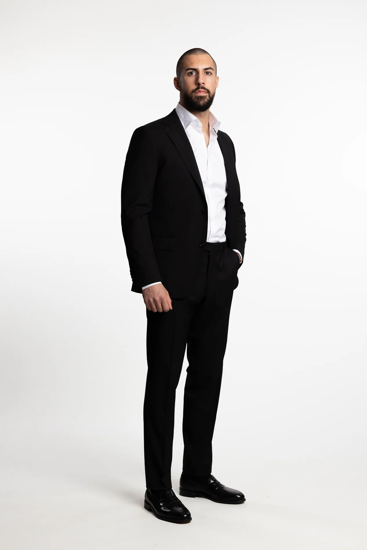 Denz Slim Fit Wool Trousers Black - Image 8