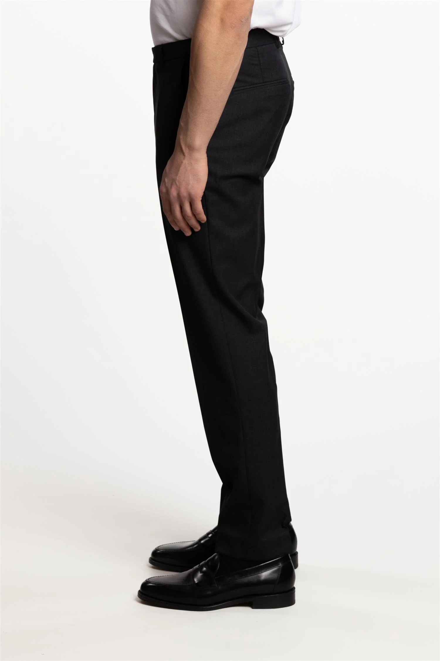 Denz Slim Fit Wool Trousers Dark Grey - Image 2