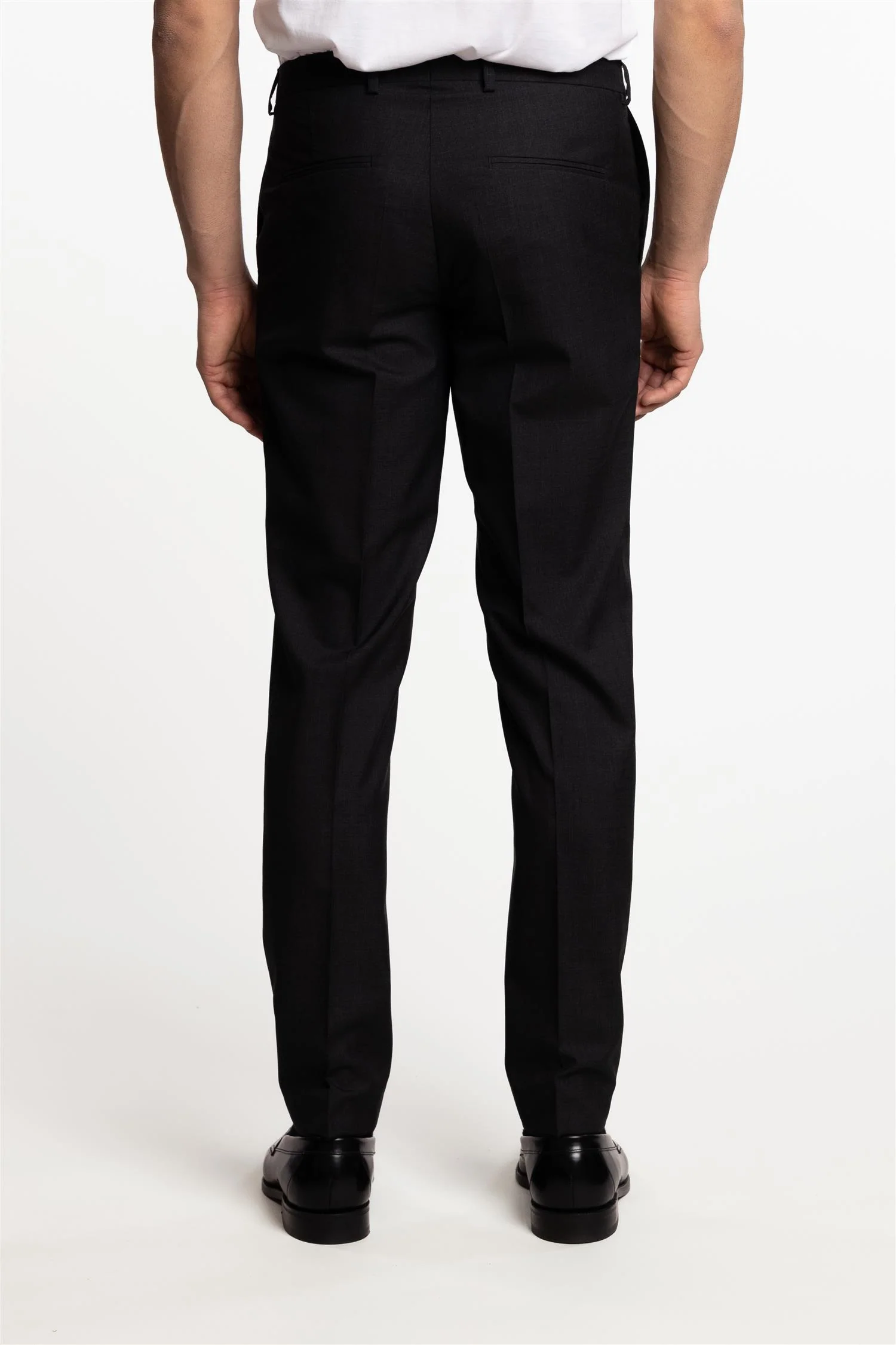 Denz Slim Fit Wool Trousers Dark Grey - Image 3