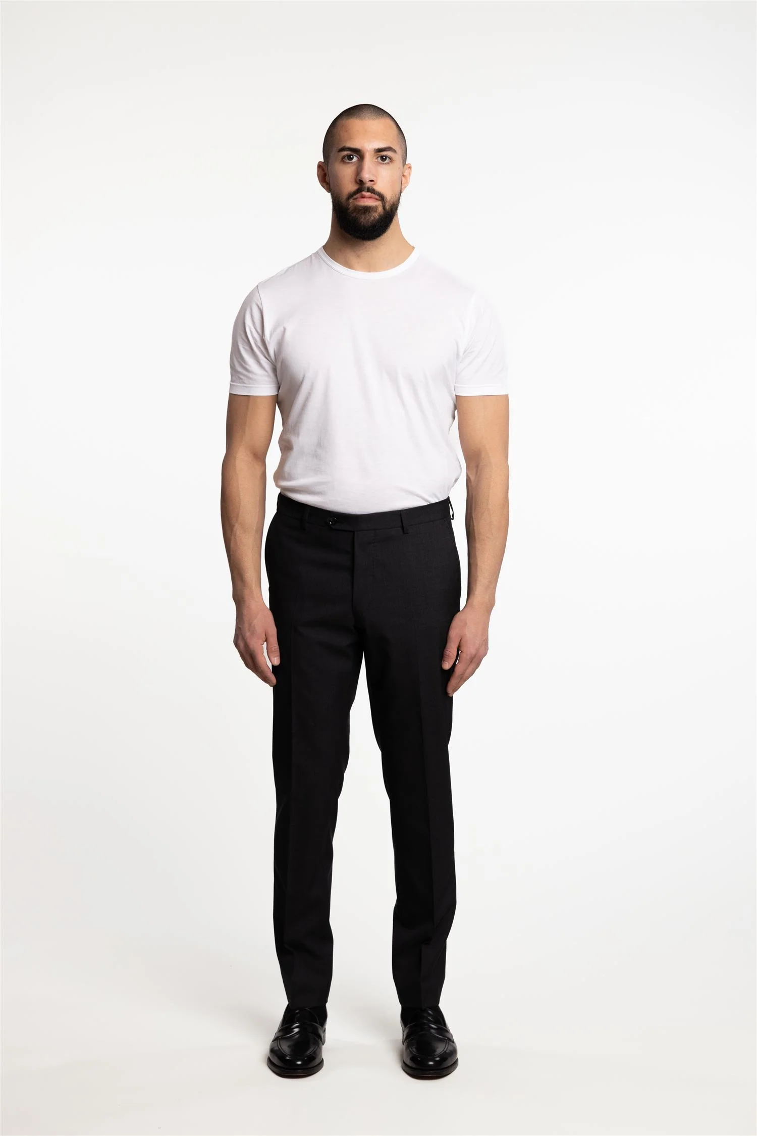 Denz Slim Fit Wool Trousers Dark Grey - Image 4