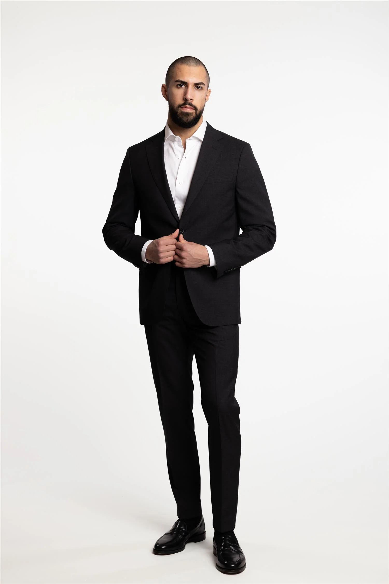 Denz Slim Fit Wool Trousers Dark Grey - Image 5