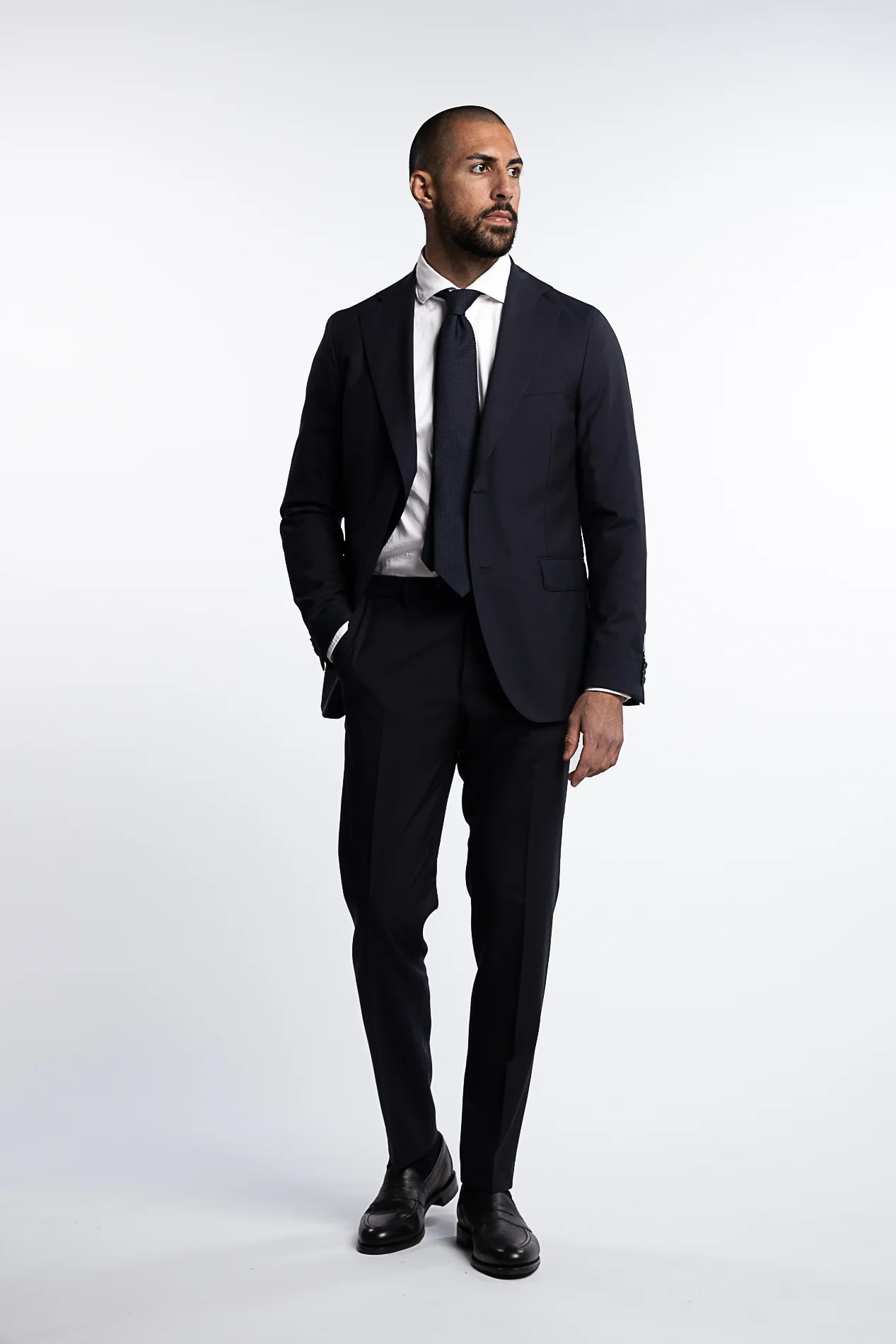 Denz Slim Fit Wool Trousers Dark Navy - Image 5