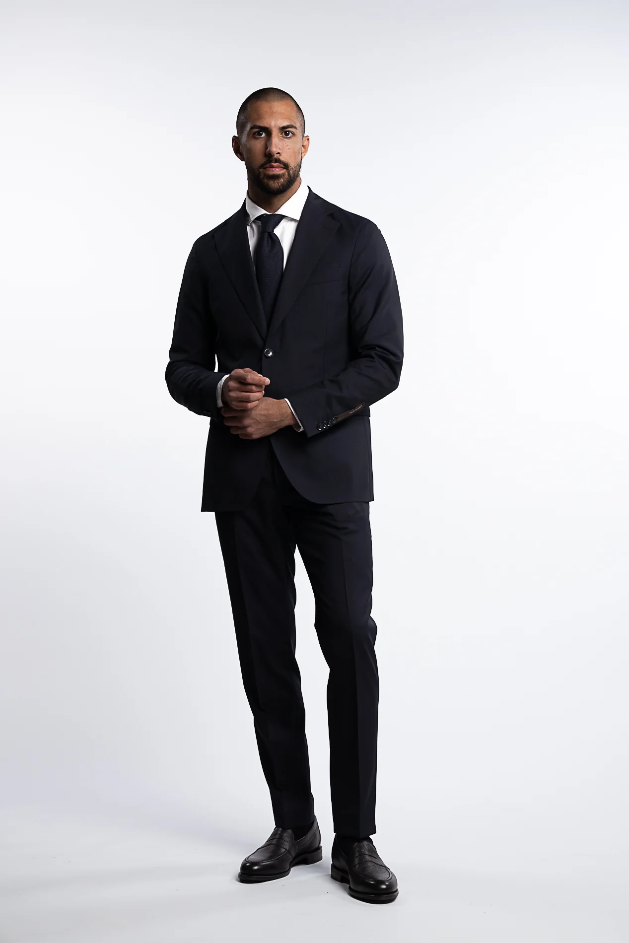 Denz Slim Fit Wool Trousers Dark Navy - Image 6