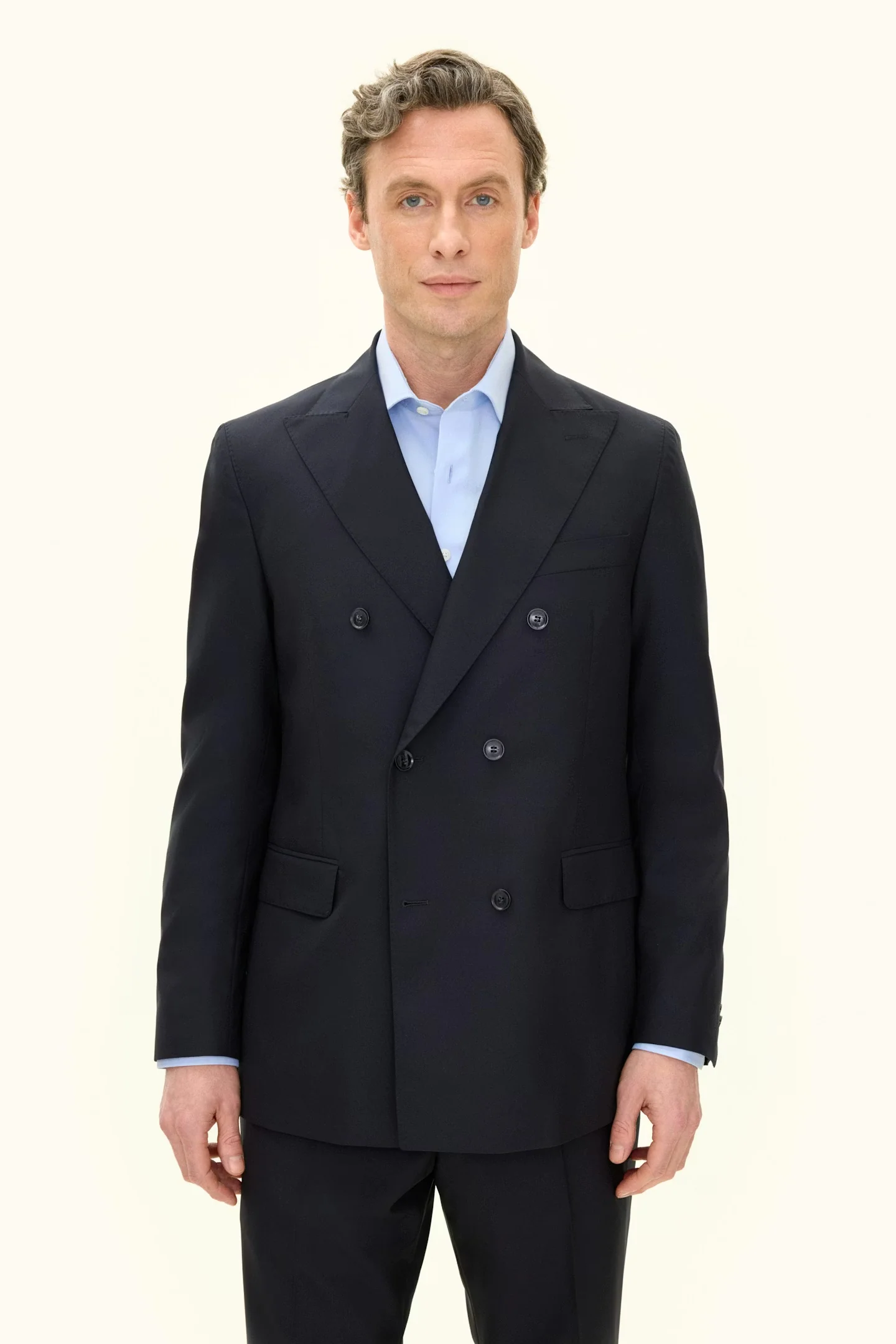 Farris Regular Fit Double Breasted Wool Blazer Dark Navy - Image 2