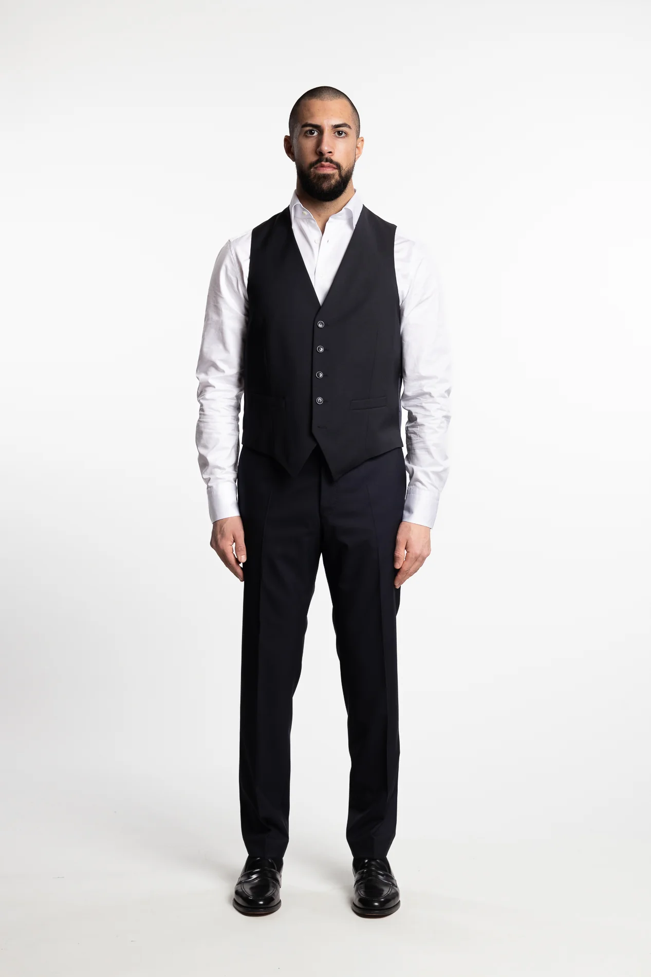 Carlo Slim Fit Wool Waistcoat Dark Navy - Image 5
