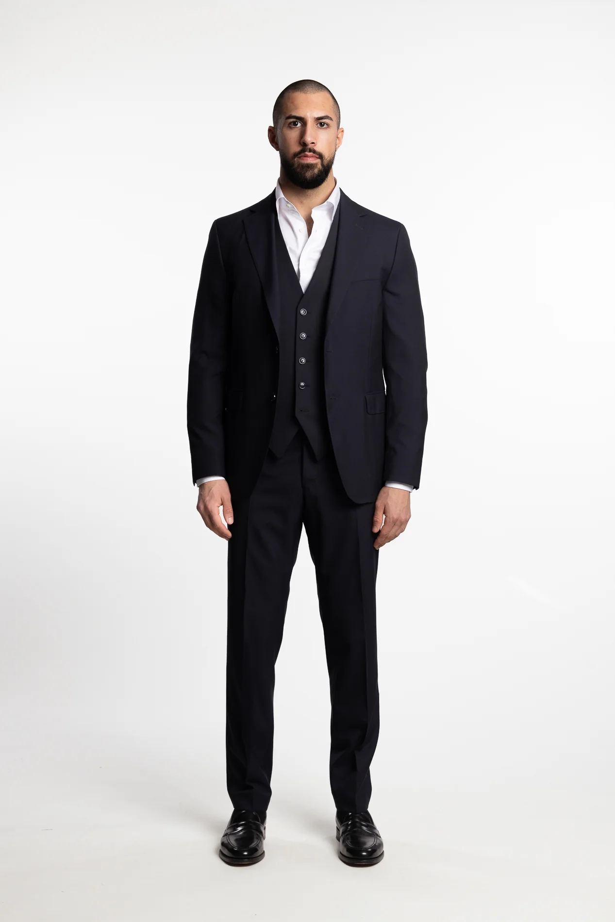 Carlo Slim Fit Wool Waistcoat Dark Navy - Image 6