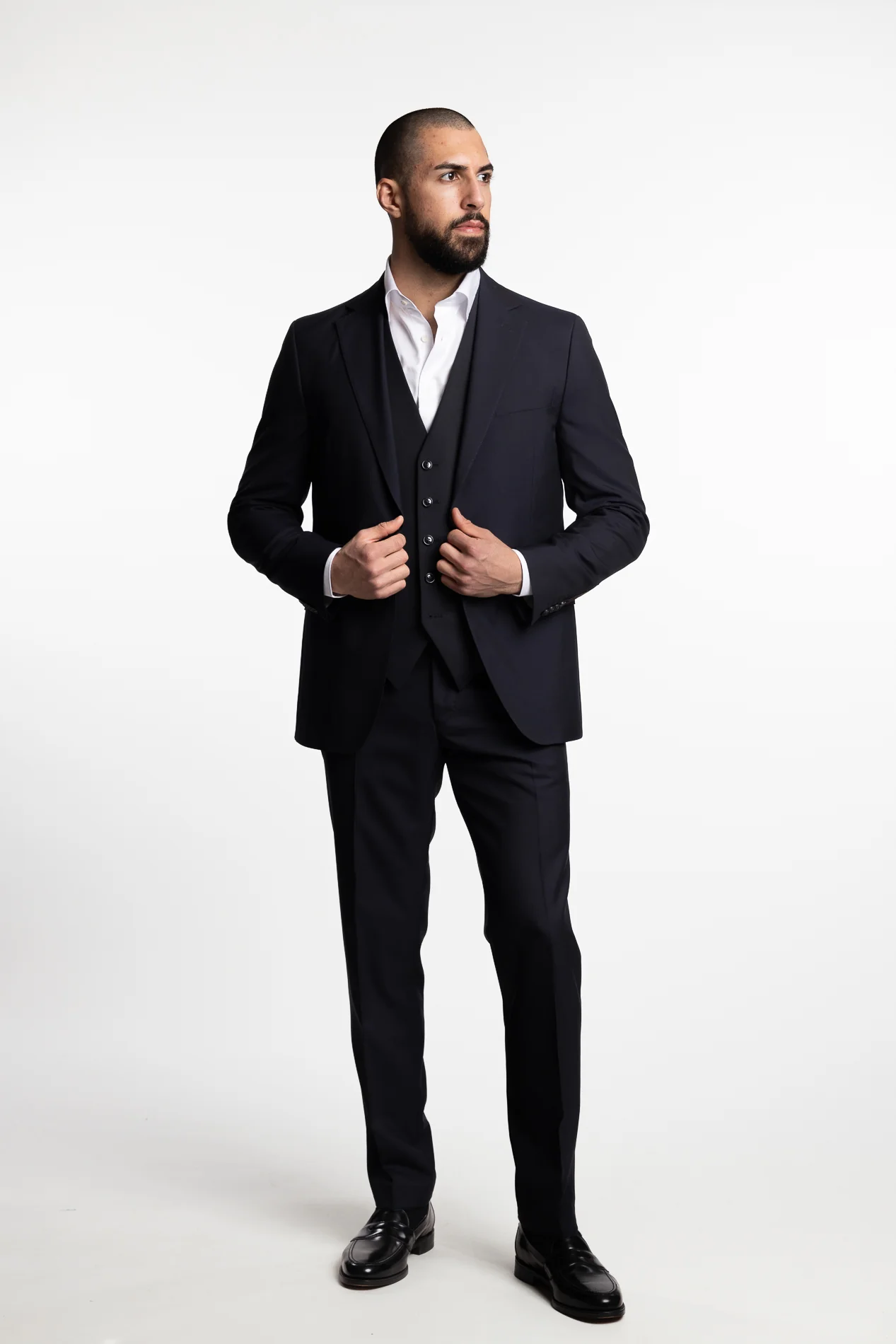 Carlo Slim Fit Wool Waistcoat Dark Navy - Image 7