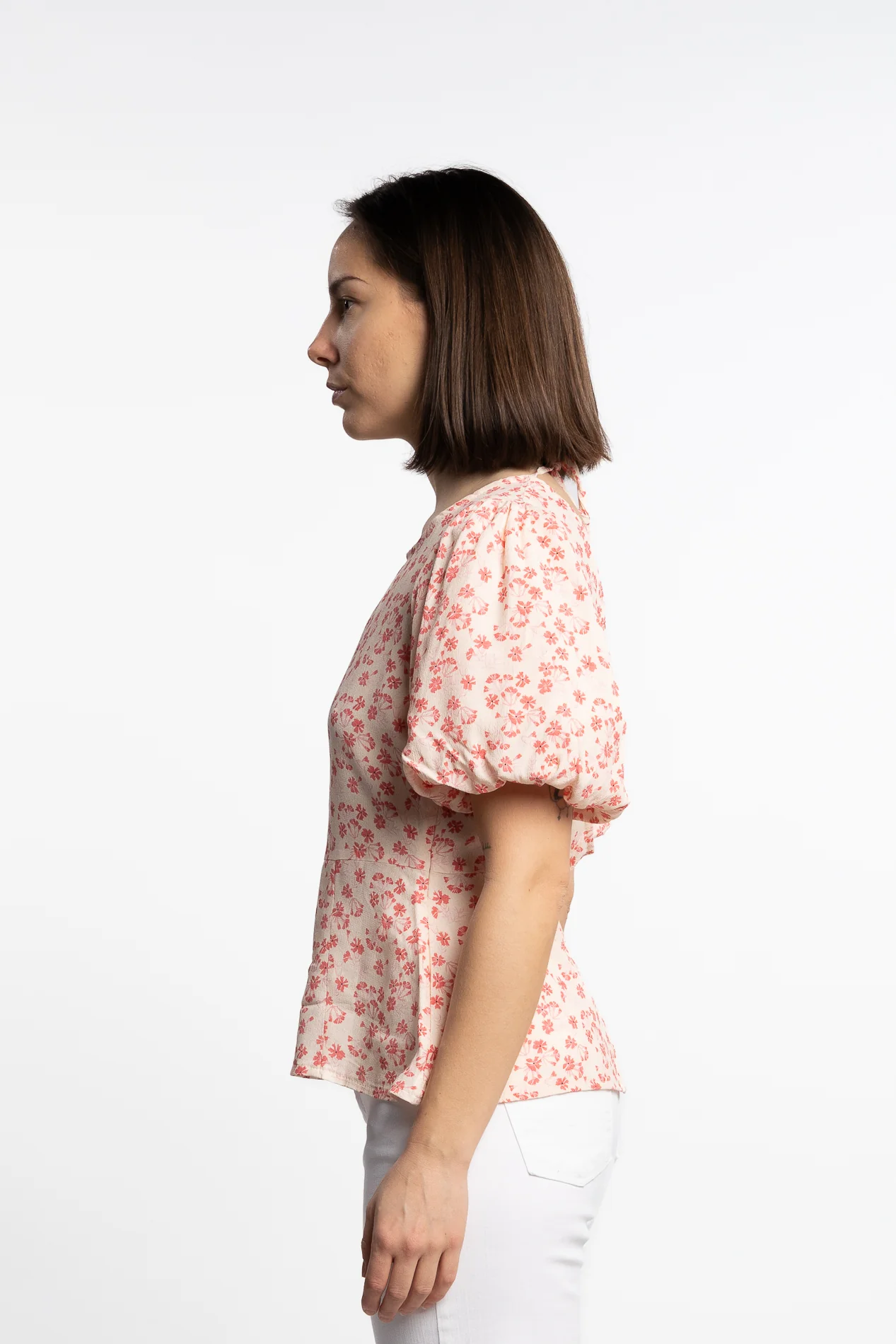 Athilda Blouse- Cream Pink Flower - Image 3