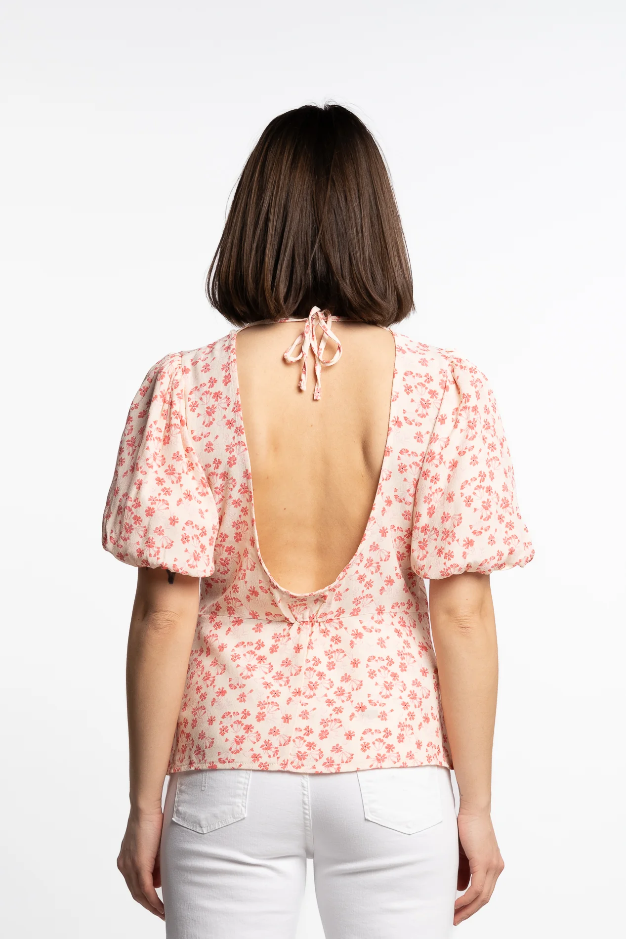 Athilda Blouse- Cream Pink Flower - Image 4