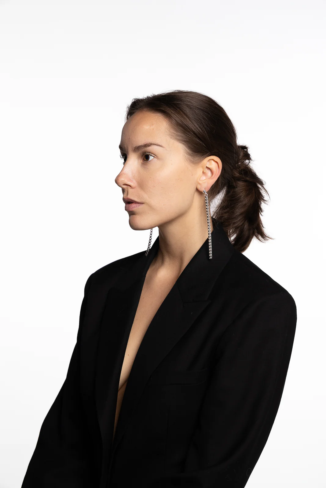 Chain Earrings- Silver - Image 3