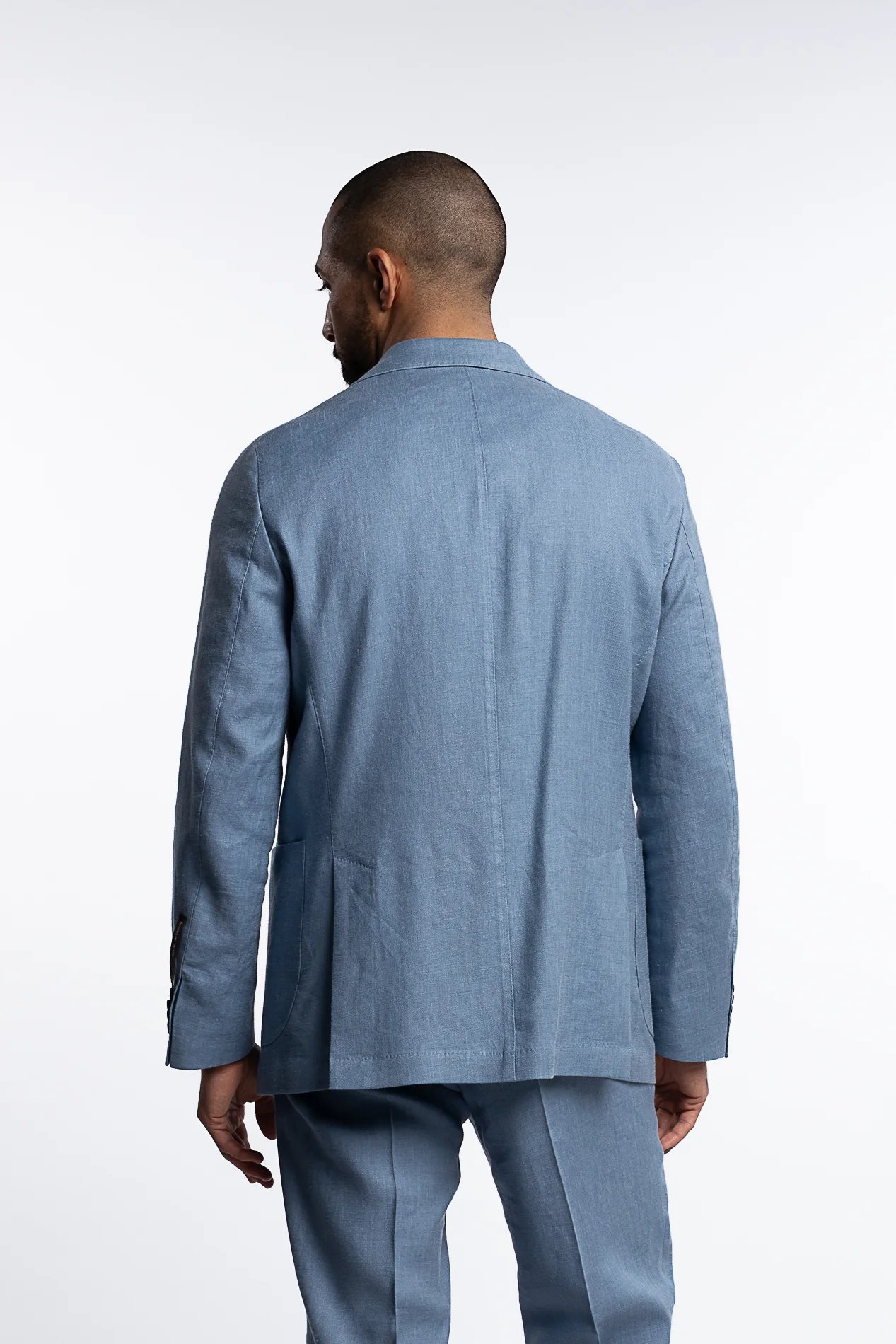 Farris Linen Patch Soft Blazer Smog Blue - Image 3