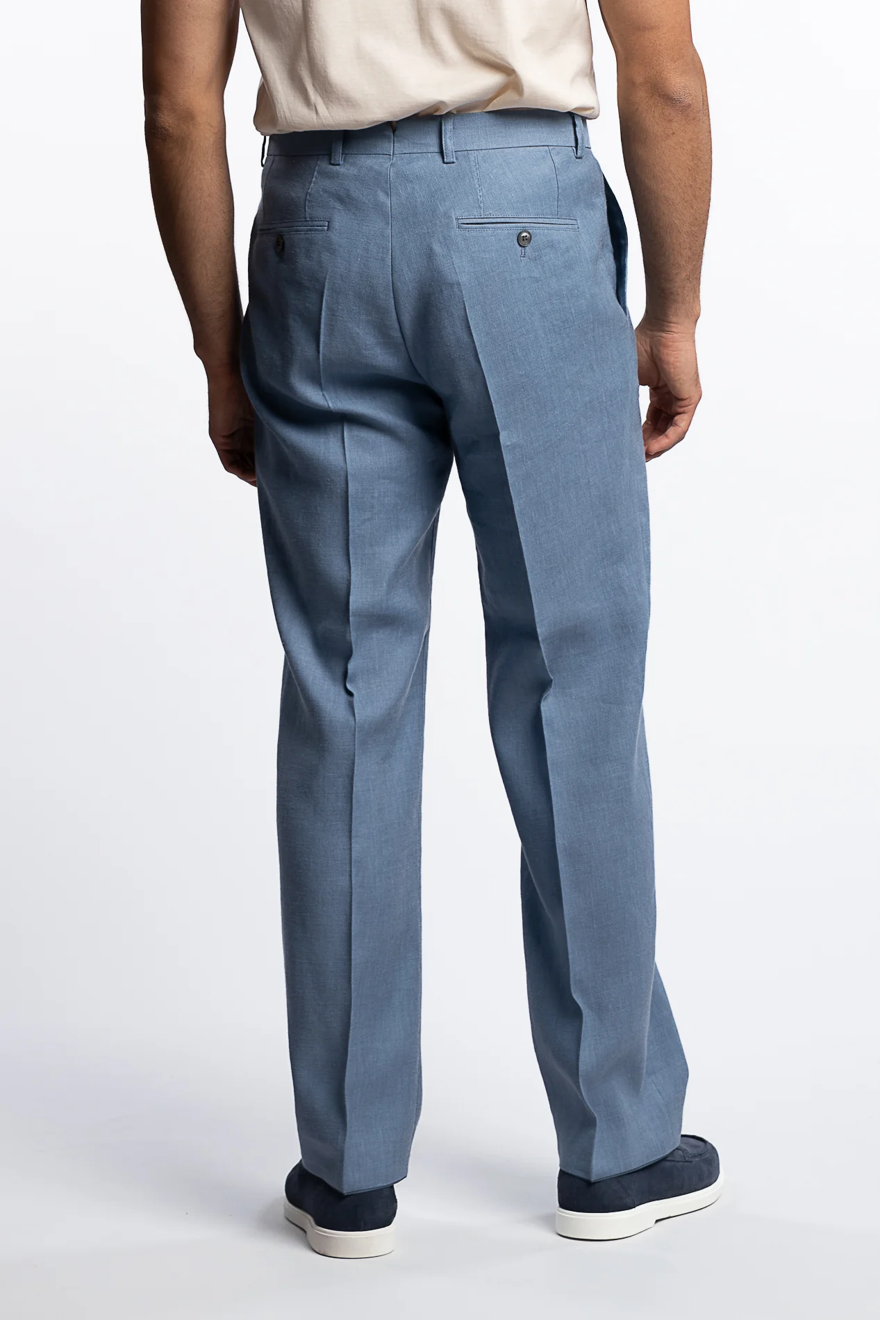 Del Regular Fit Linen Trousers Smog Blue - Image 3