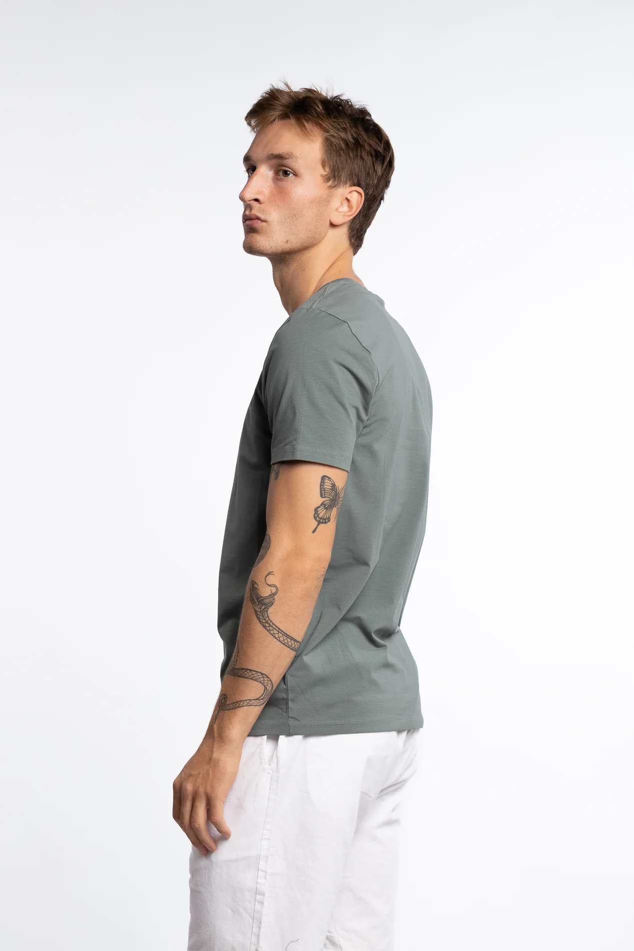 Kyran Cotton Stretch Slim Fit T-Shirt Balsam Green - Image 2