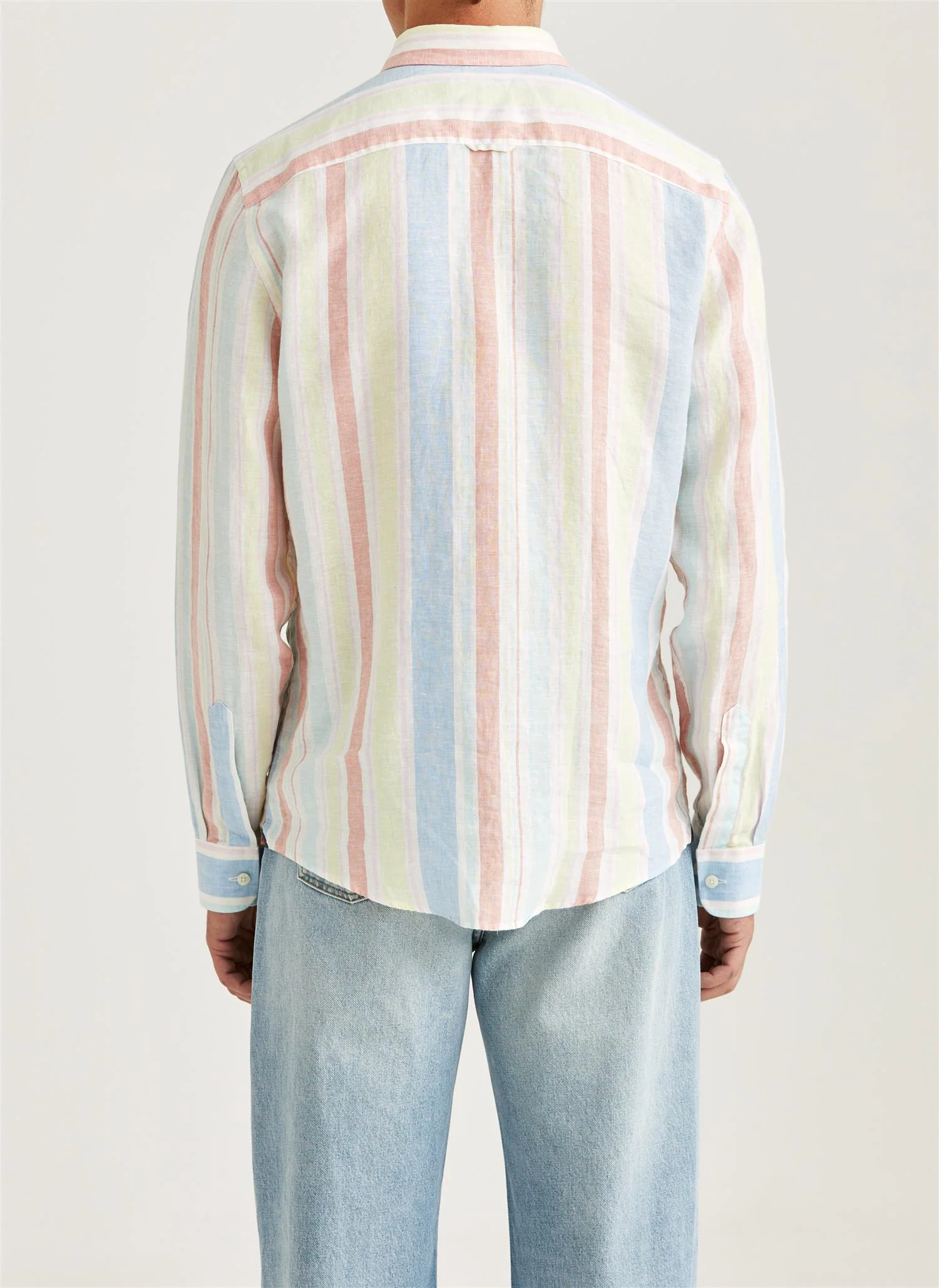 Happy Classic Fit Linen Stripe Shirt Yellow - Image 2