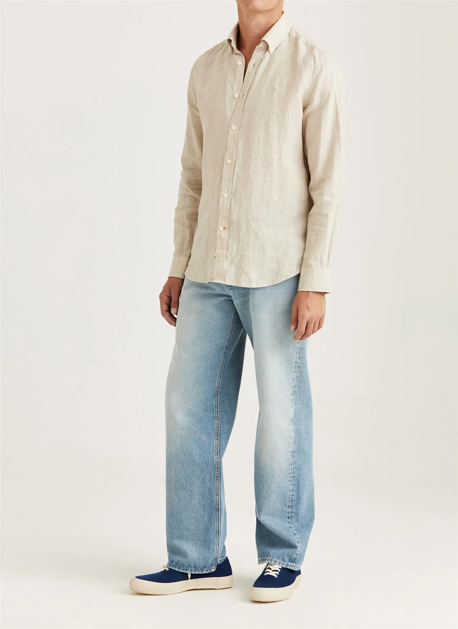 Douglas Classic Fit Linen Shirt Khaki - Image 4