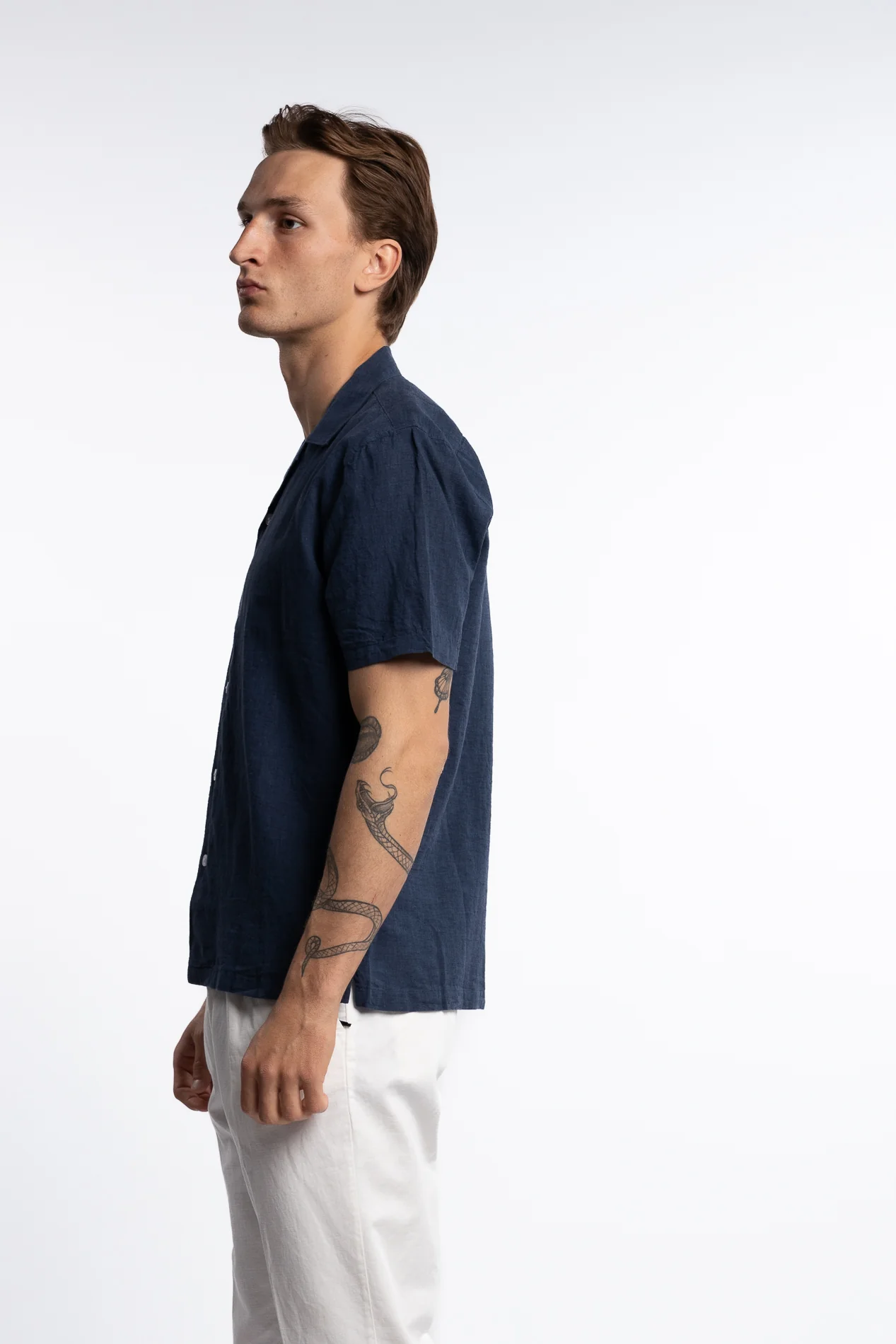 Casual Linen Blend Resort S/S Navy - Image 2