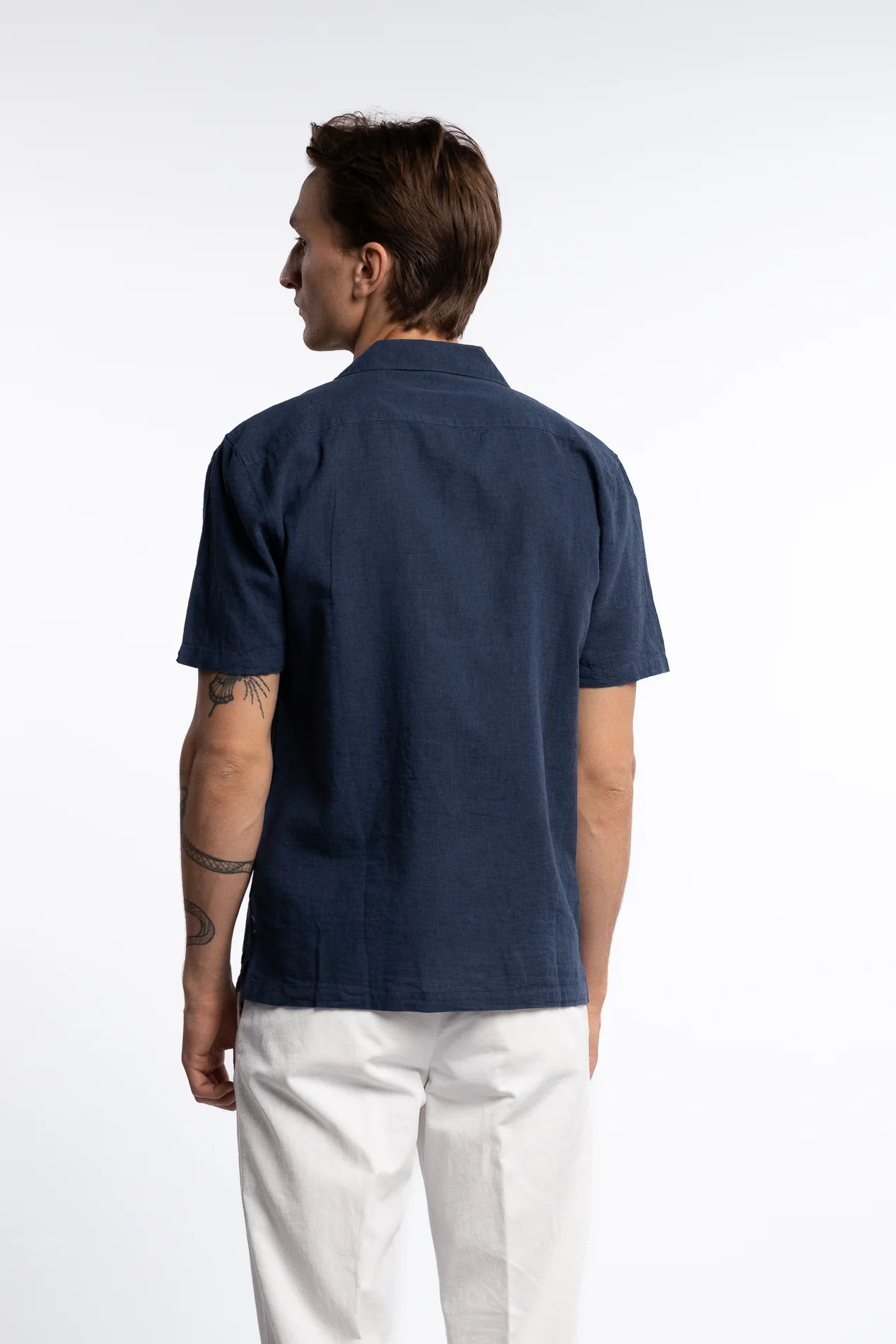 Casual Linen Blend Resort S/S Navy - Image 3