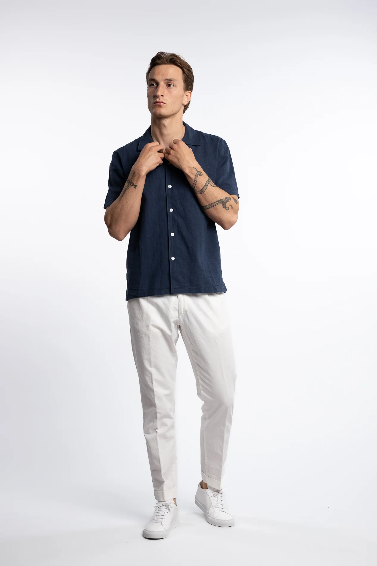 Casual Linen Blend Resort S/S Navy - Image 4