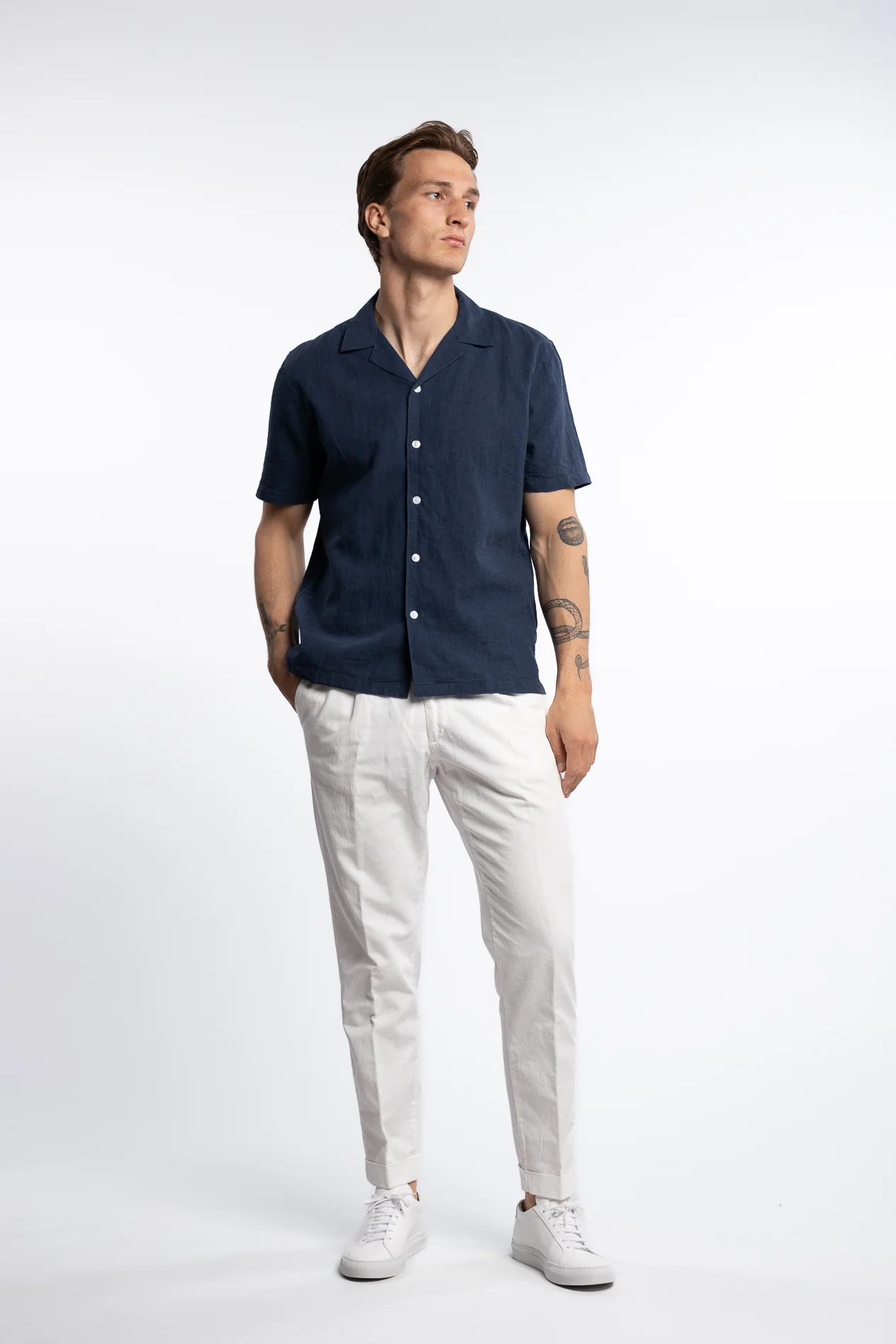 Casual Linen Blend Resort S/S Navy - Image 5