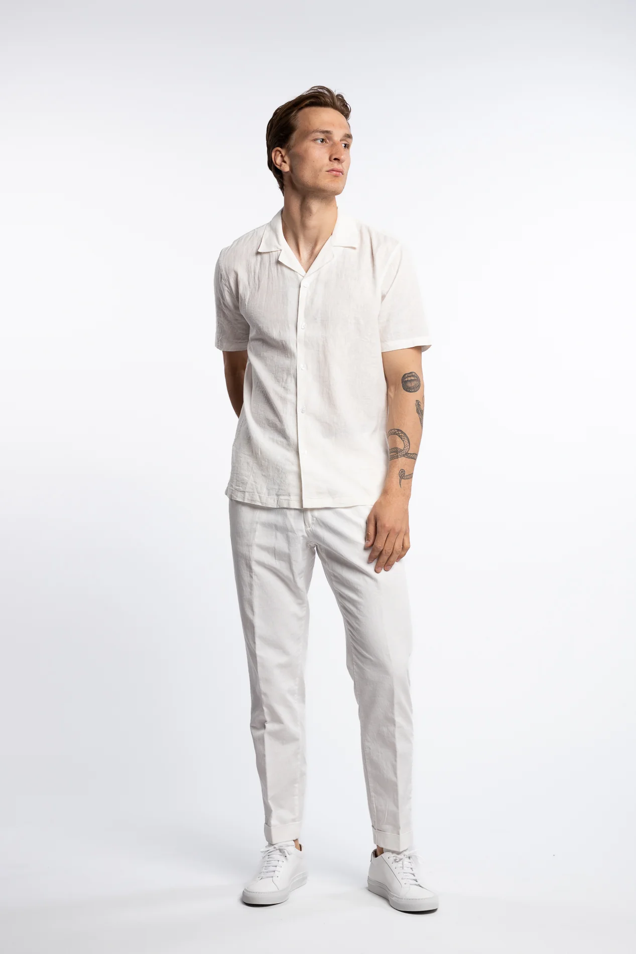 Casual Linen Blend Resort S/S White - Image 4