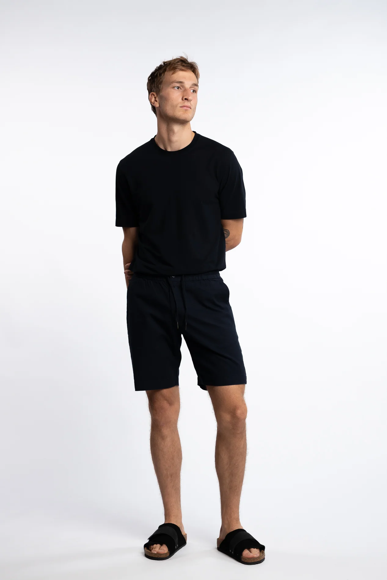Barcelona Cotton/Linen Shorts Navy - Image 4